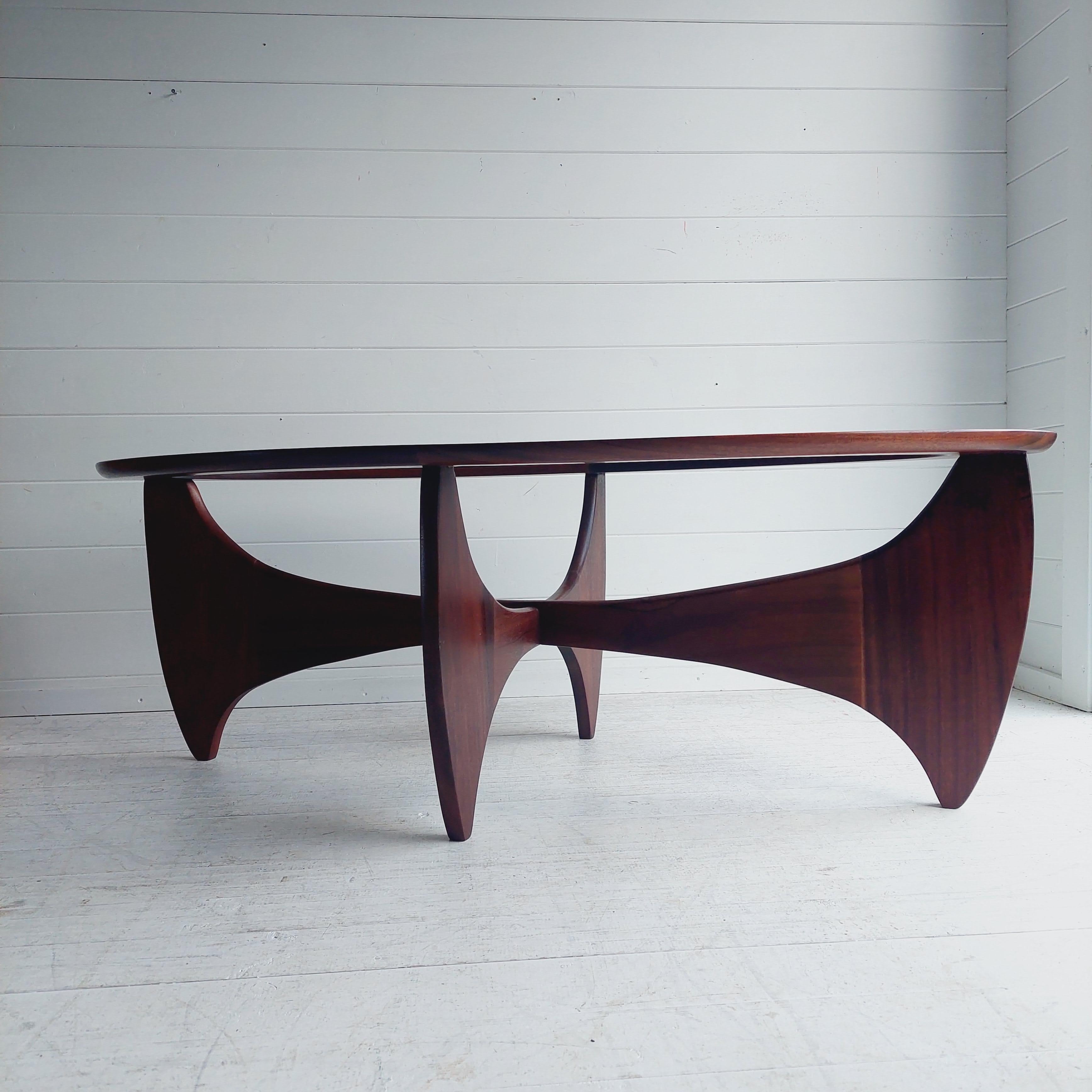 Mid Century Teak Glass Oval ‘Fresco Astro’ Coffee Table for G Plan 1960s 3