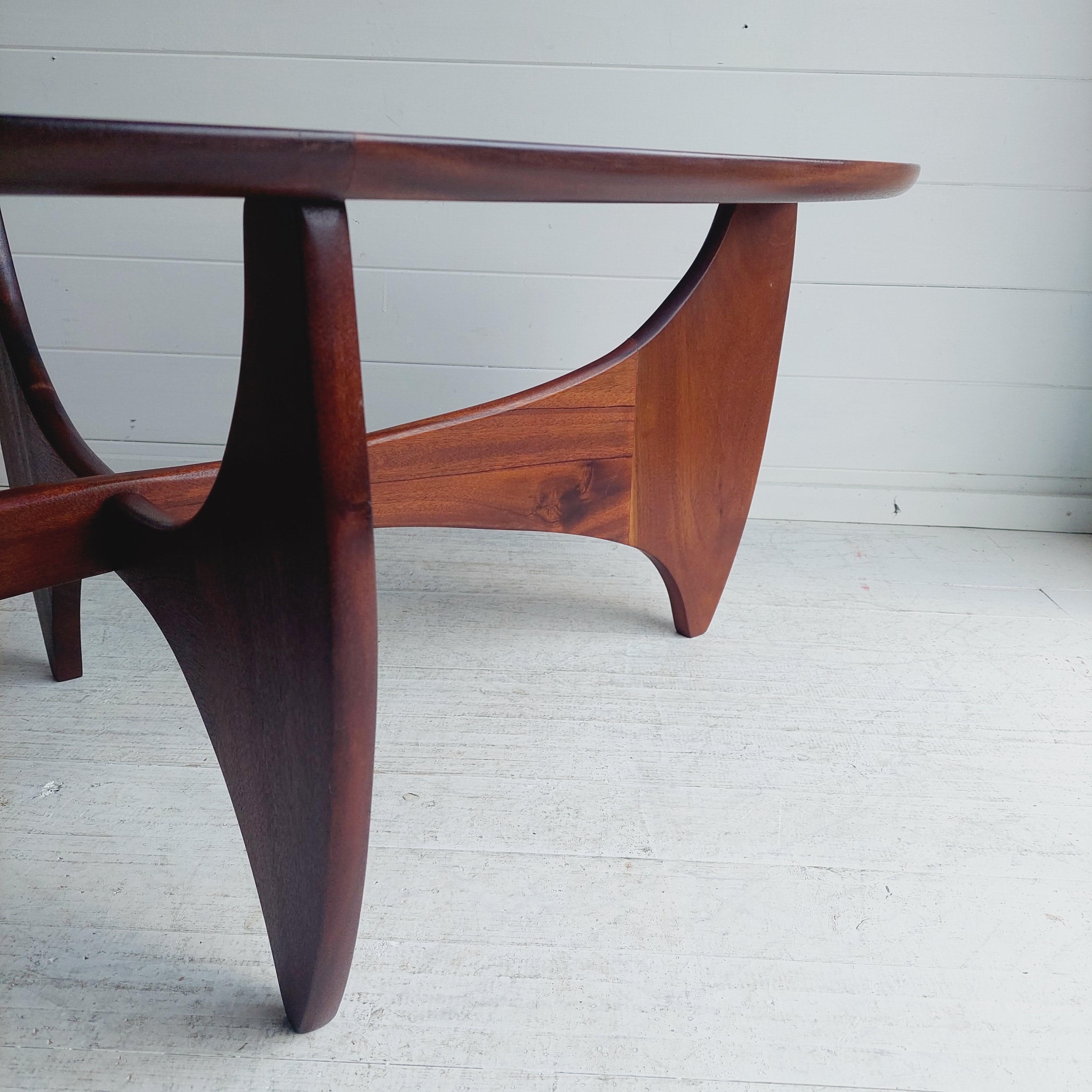 Mid Century Teak Glass Oval ‘Fresco Astro’ Coffee Table for G Plan 1960s 4