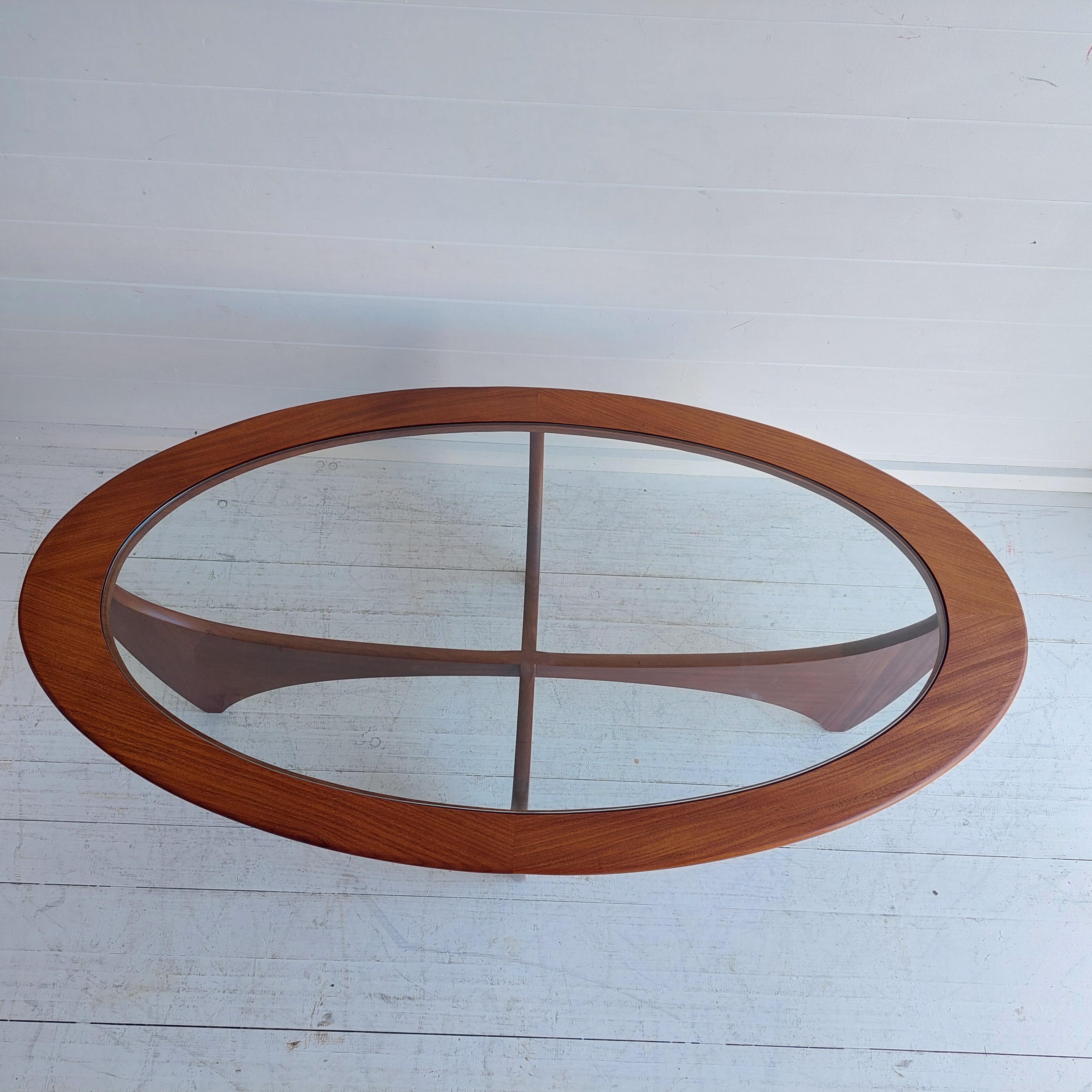 20th Century Mid Century Teak Glass Oval ‘Fresco Astro’ Coffee Table for G Plan 1960s