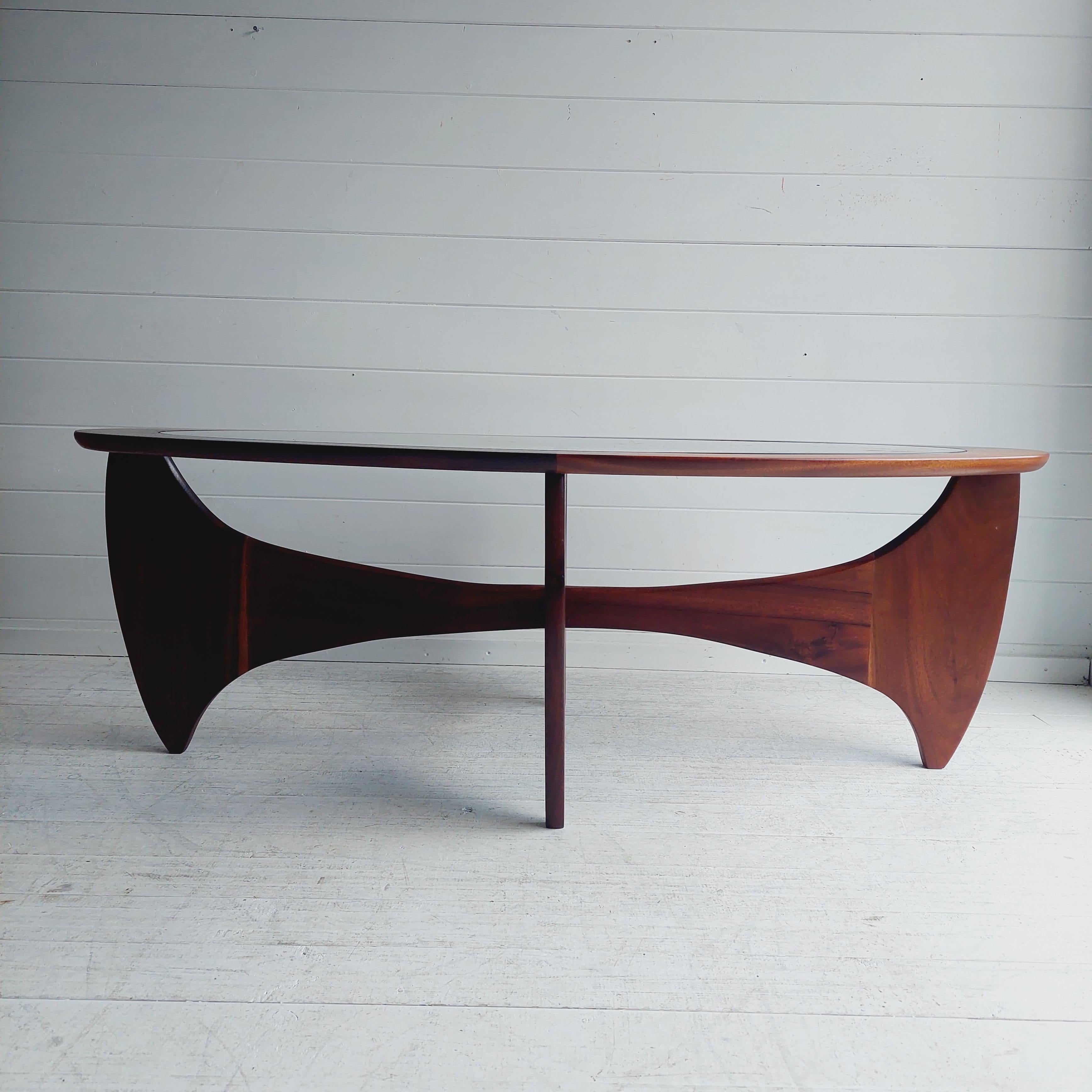 British Mid Century Teak Glass Oval ‘Fresco Astro’ Coffee Table for G Plan 1960s