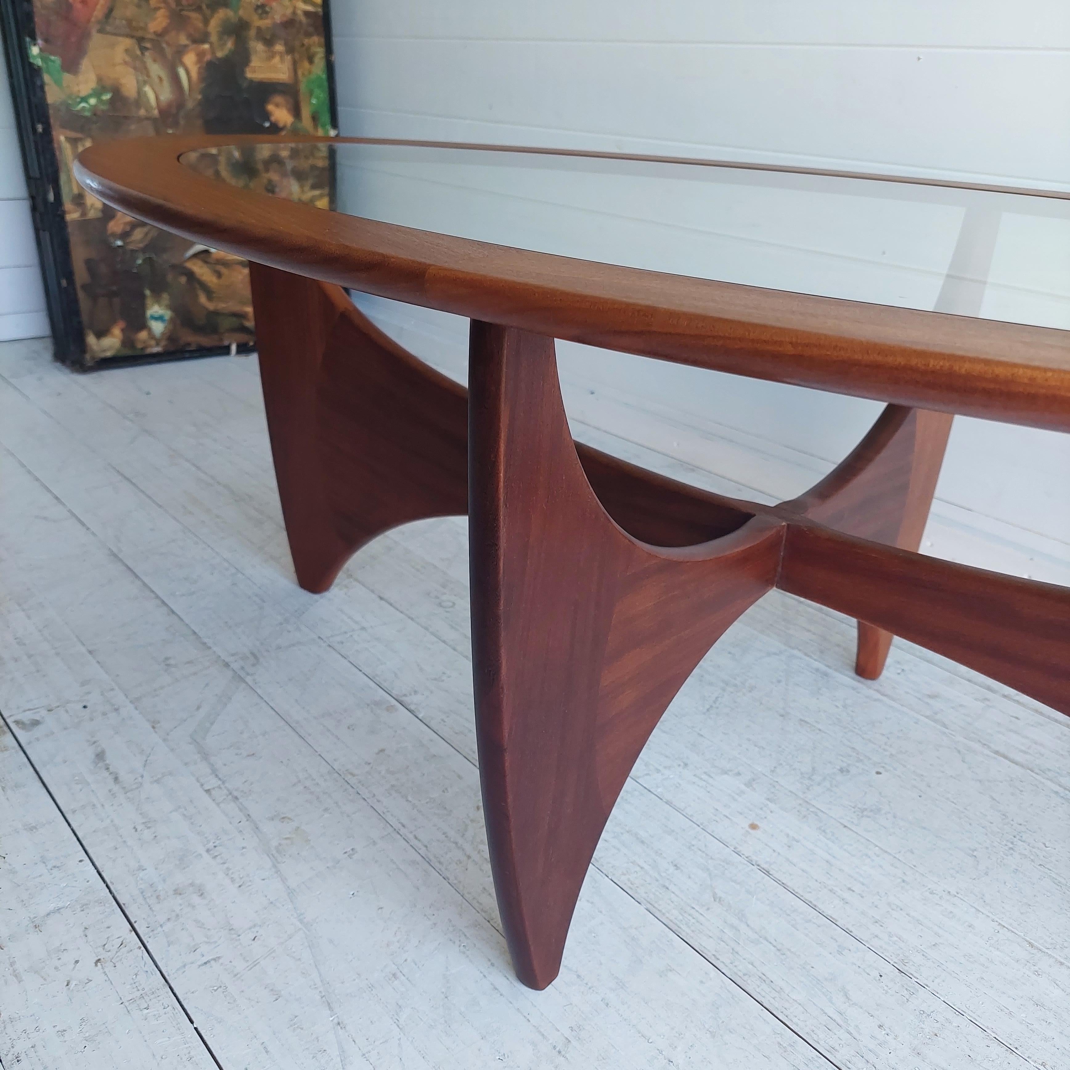 Mid Century Teak Glass Oval ‘Fresco Astro’ Coffee Table for G Plan 1960s 2