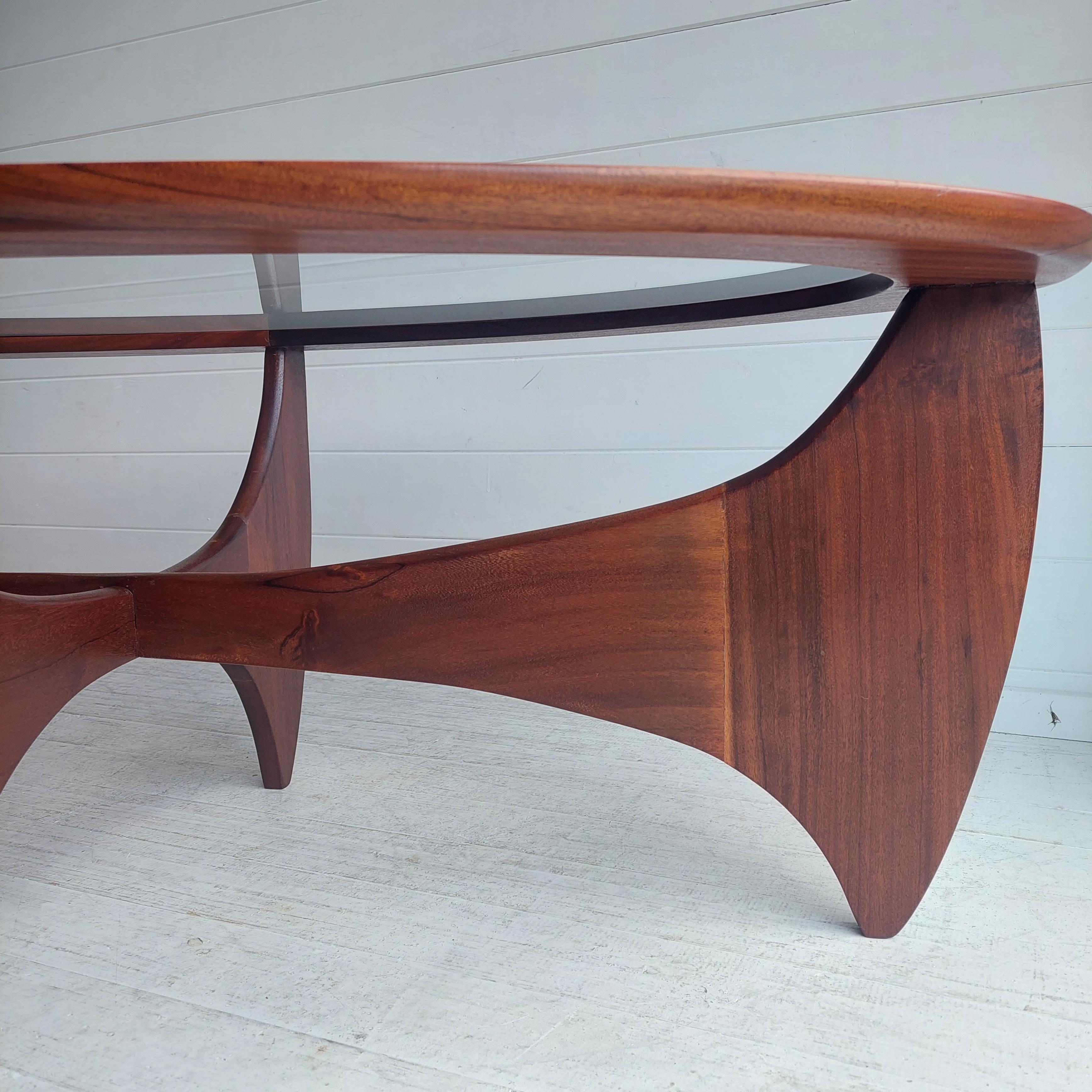 Mid Century Teak Glass Oval ‘Fresco Astro’ Coffee Table for G Plan 1960s 1