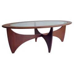 Mid Century Teak Glas Oval 'Fresco Astro' Couchtisch für G-Plan 1960s