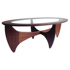 Mid Century Teak Glass Oval ‘Fresco Astro’ Coffee Table for G Plan 1960s