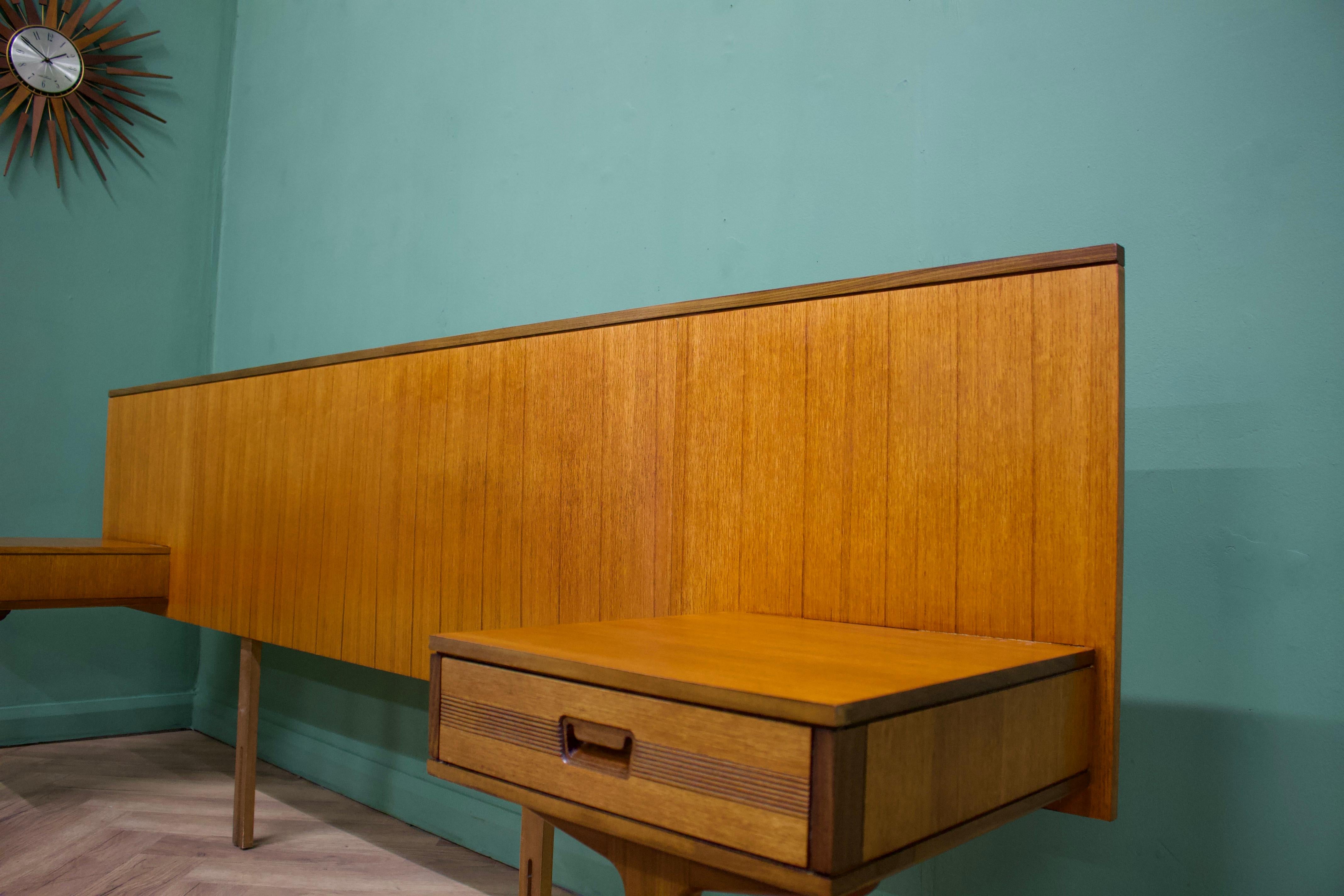 Mid-Century Modern Mid-Century Teak Headboard & Bedside Tables from Butilux, 1960s