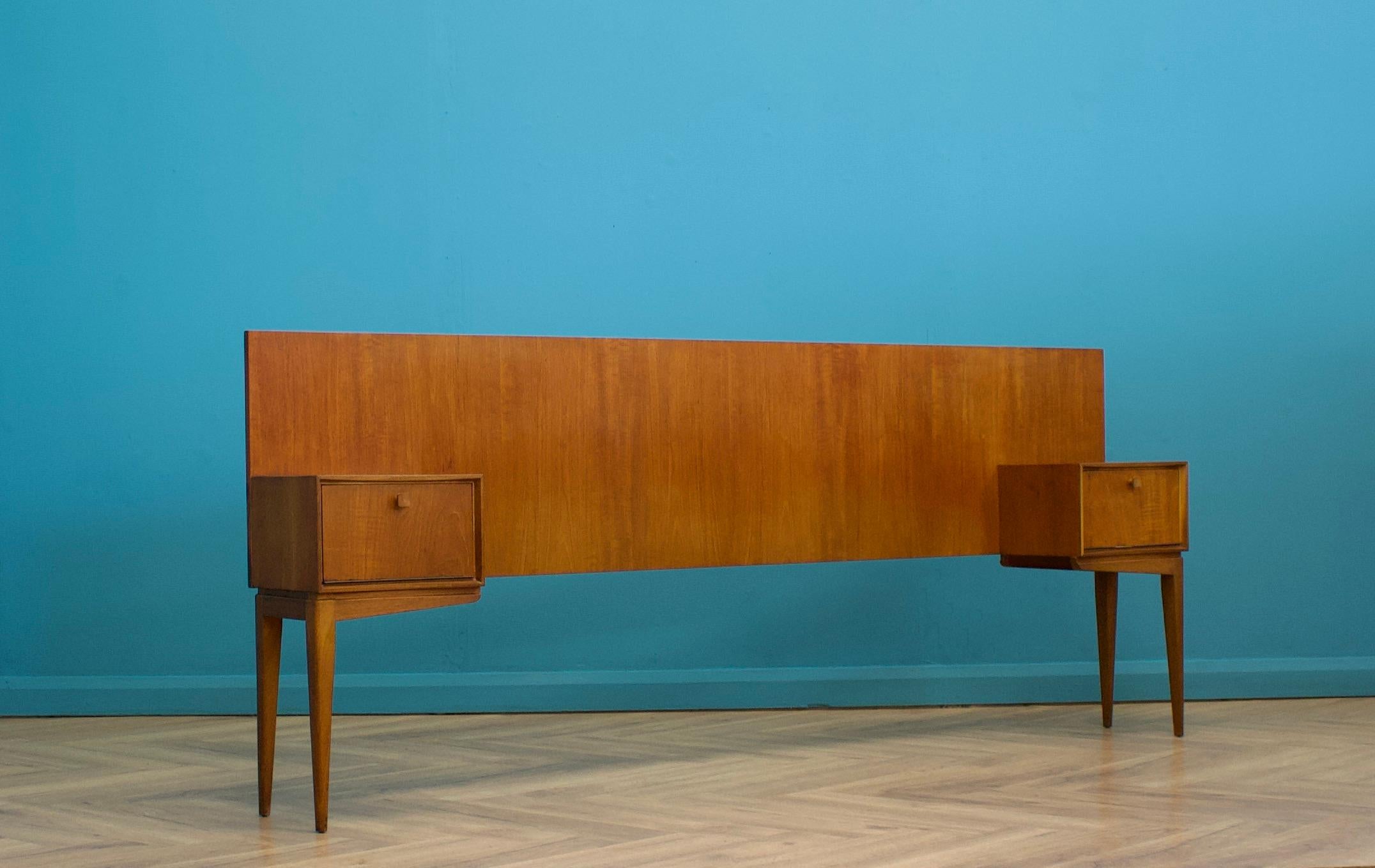 British Mid-Century Teak Headboard & Bedside Tables from McIntosh, 1960s For Sale