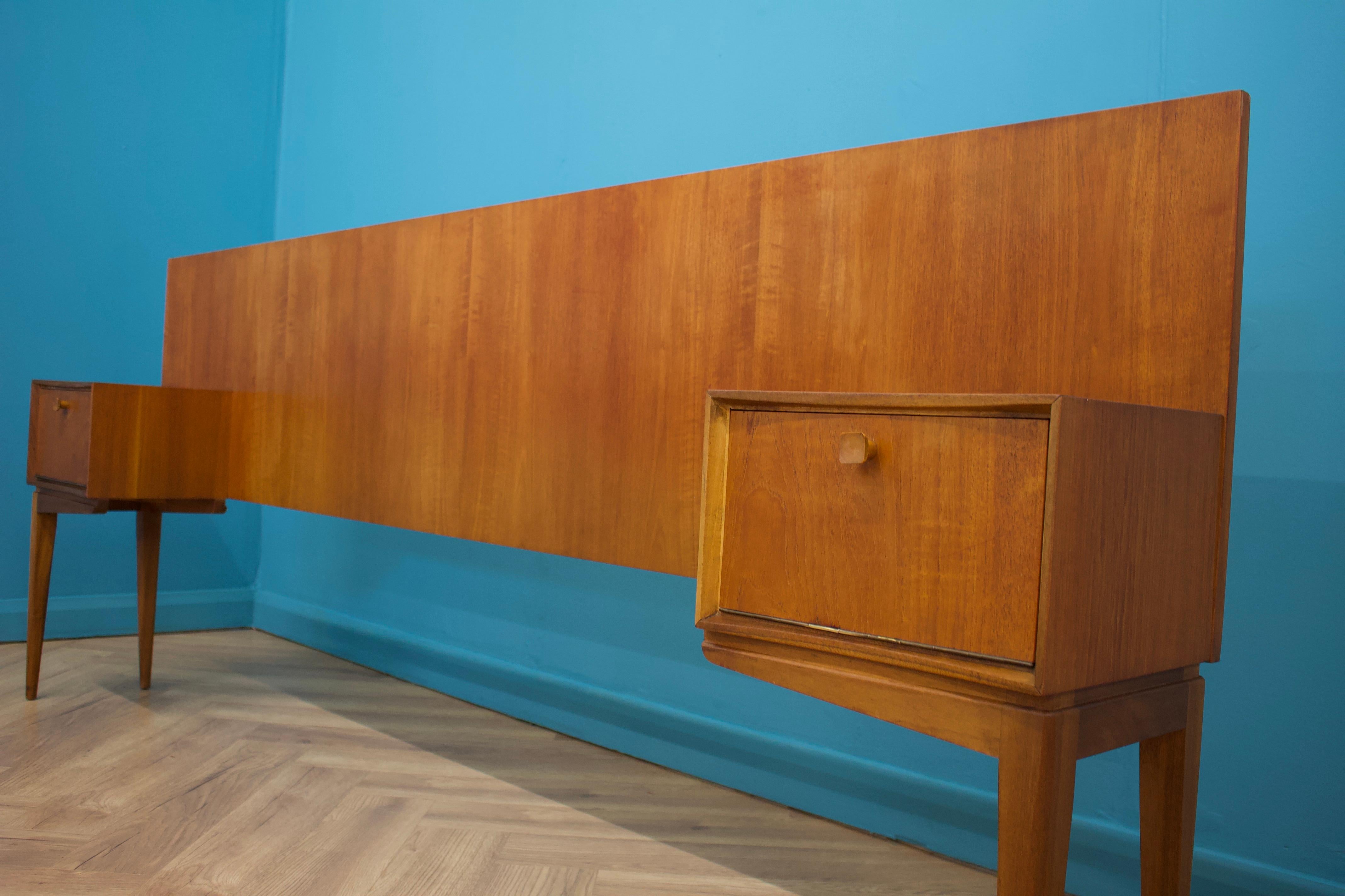 Veneer Mid-Century Teak Headboard & Bedside Tables from McIntosh, 1960s