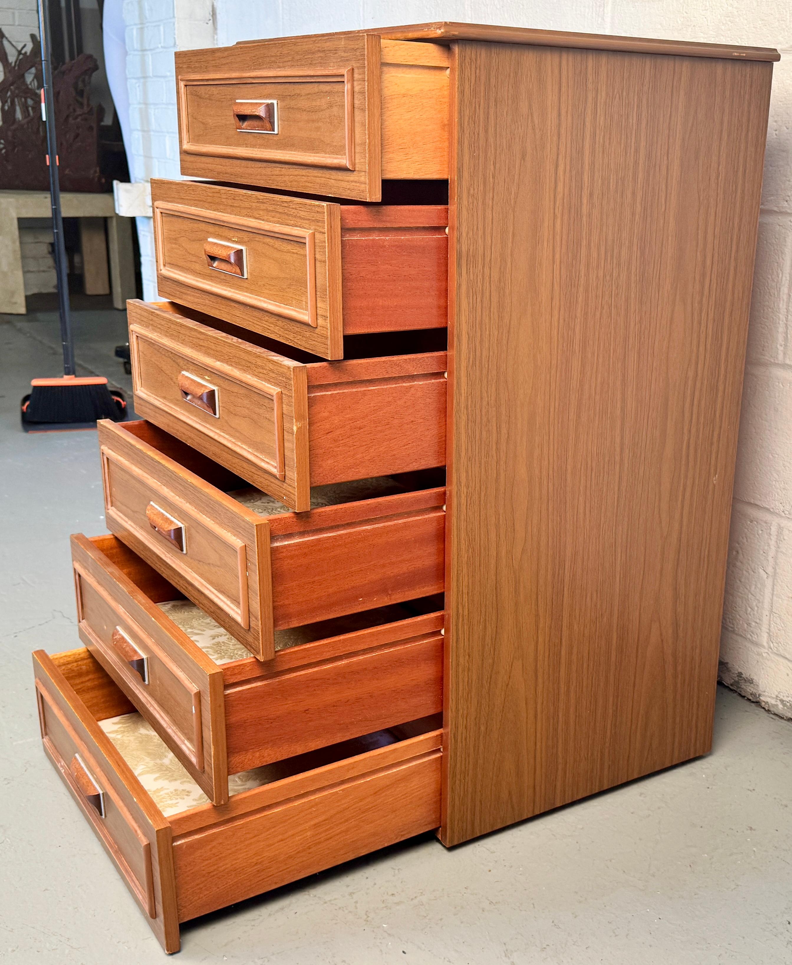 20th Century Mid-Century Teak Highboy Dresser Made by Europa For Sale