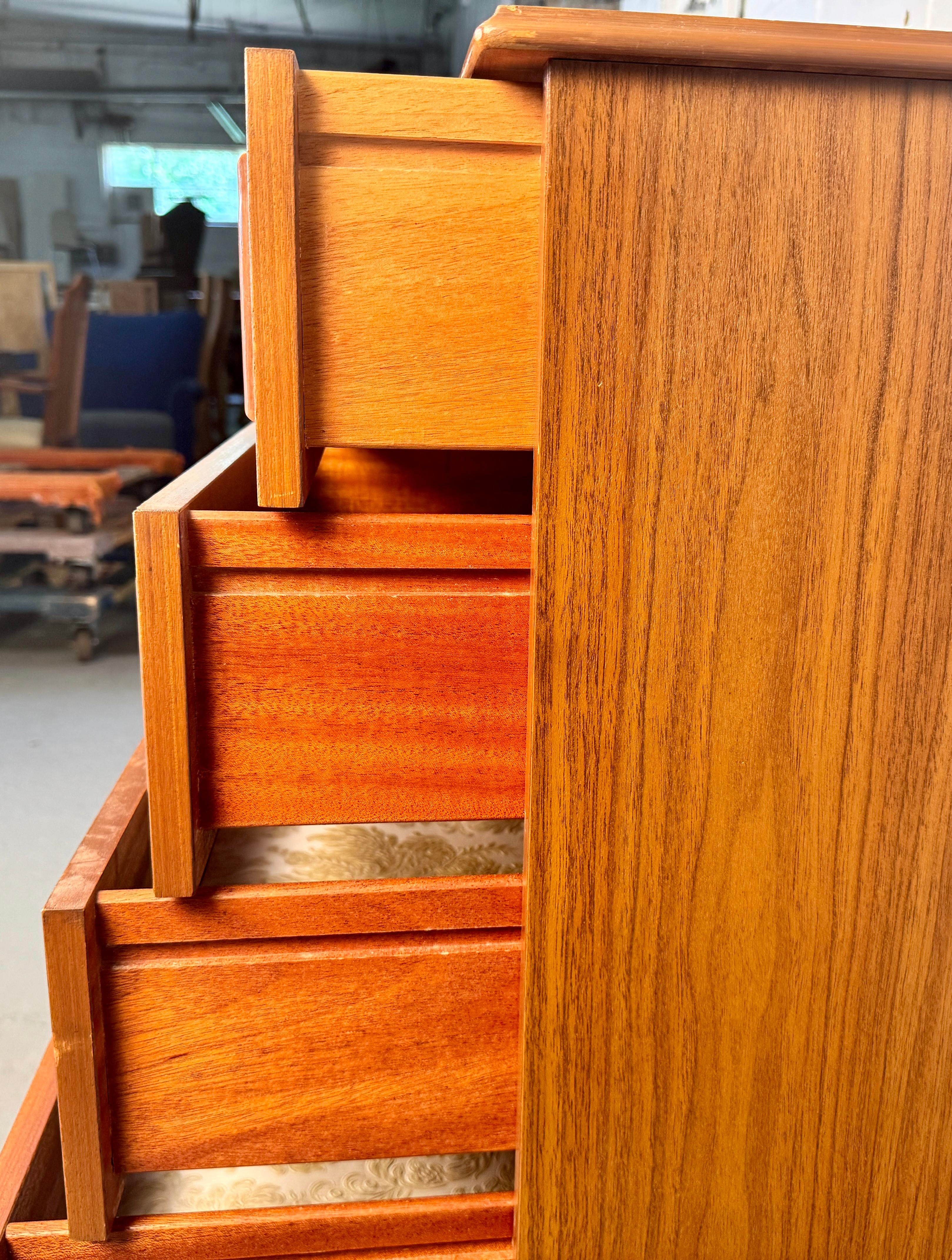 Mid-Century Teak Highboy Dresser Made by Europa For Sale 1