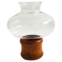 Mid Century Teak Hurricane Candle Holder