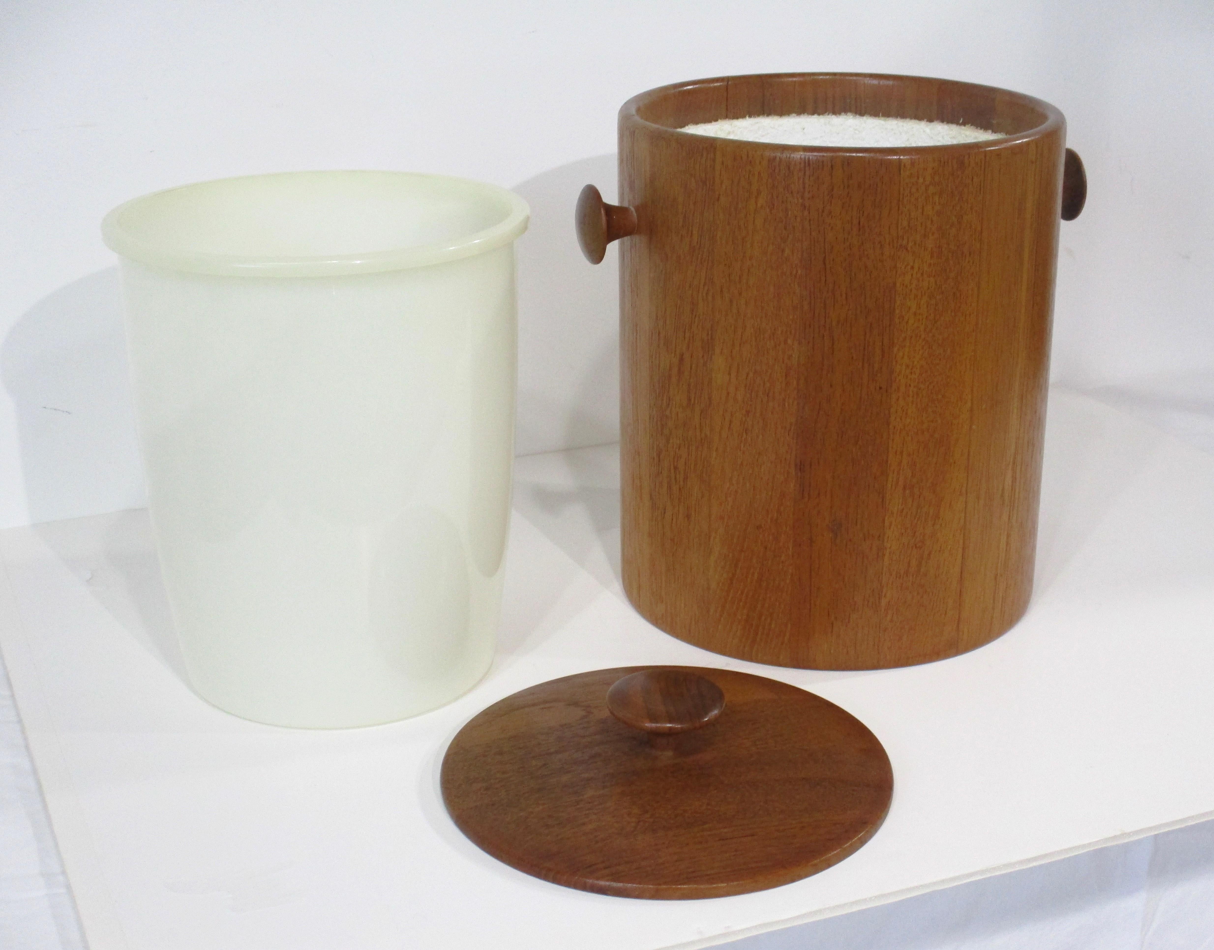 Plastic Mid Century Teak Ice Bucket in the style of Dansk Denmark For Sale