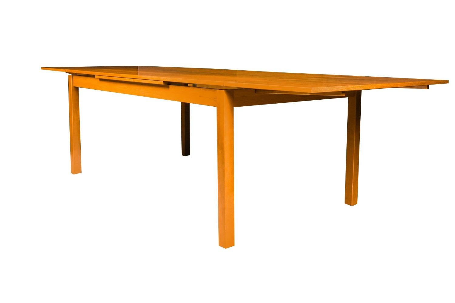 Danish Mid Century Teak Large Extendable Draw Leaf Dining Table For Sale