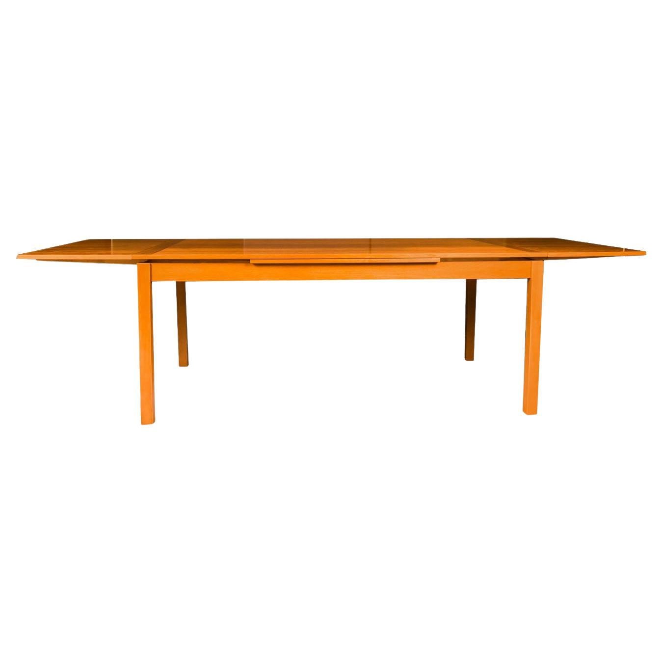 Mid Century Teak Large Extendable Draw Leaf Dining Table For Sale