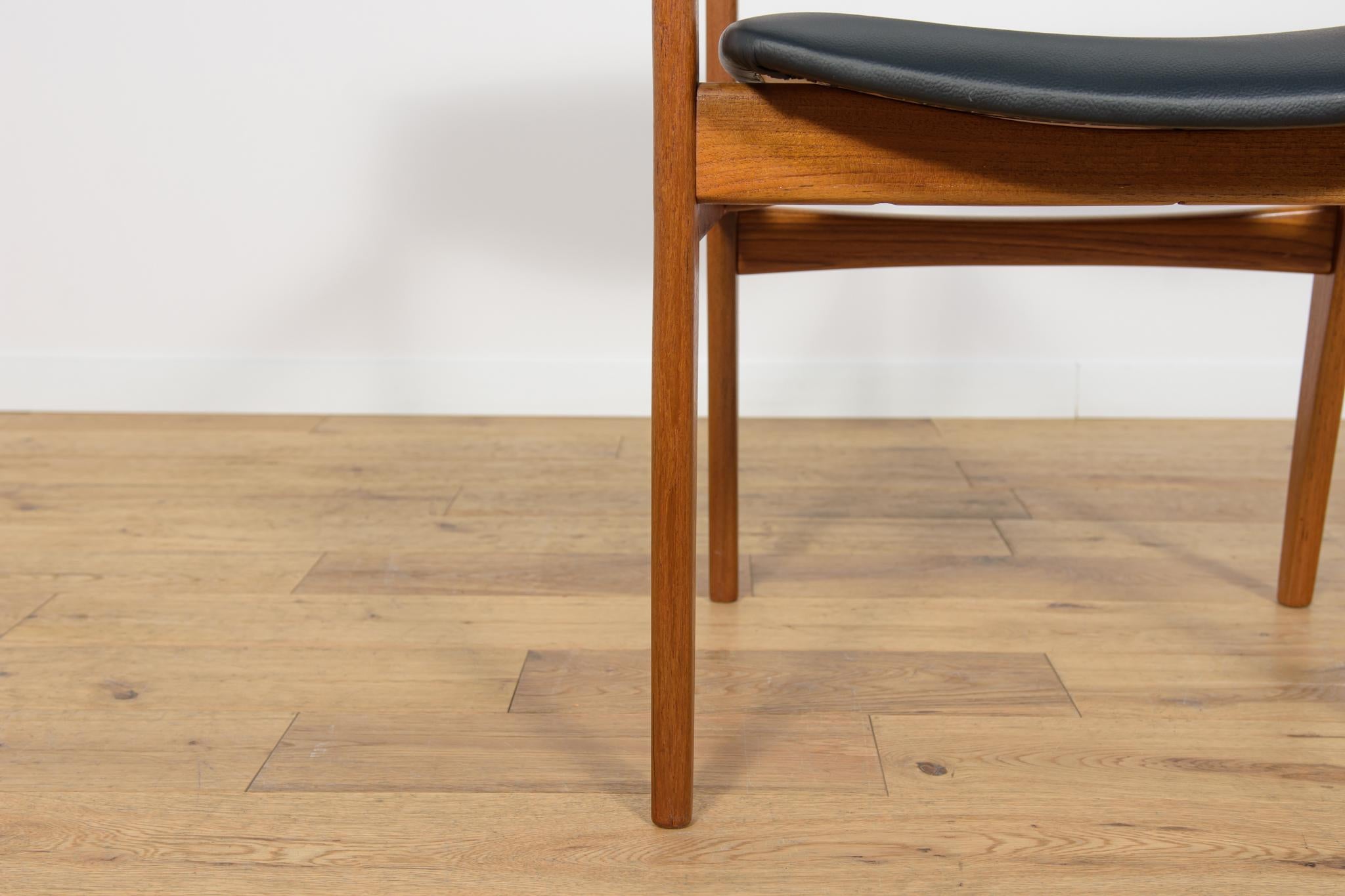 Poltrona di metà secolo in teak e pelle, Danimarca, anni '60 in vendita 3