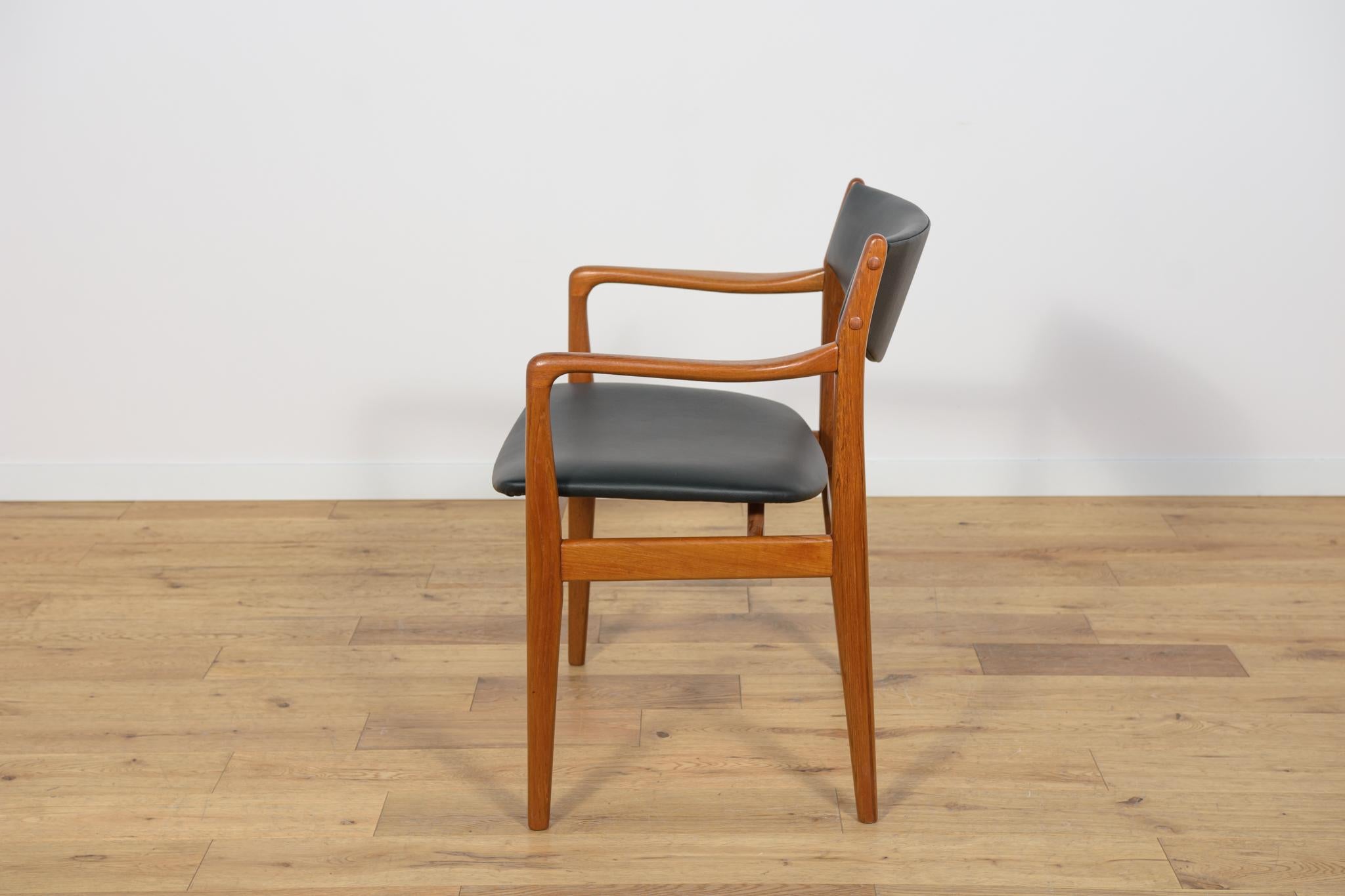 Danish Mid-Century Teak & Leather Armchair, Denmark, 1960s For Sale