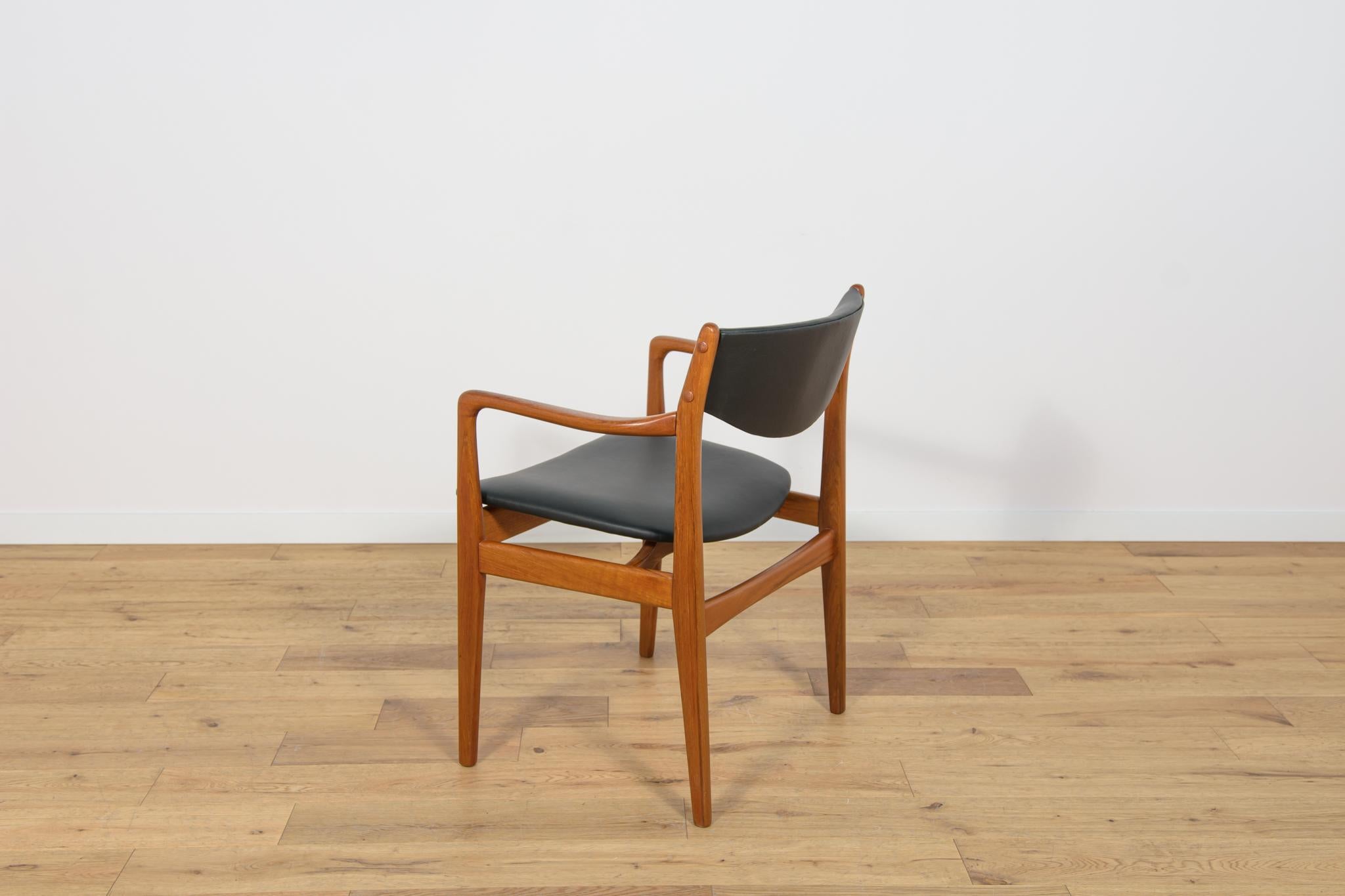 Woodwork Mid-Century Teak & Leather Armchair, Denmark, 1960s For Sale