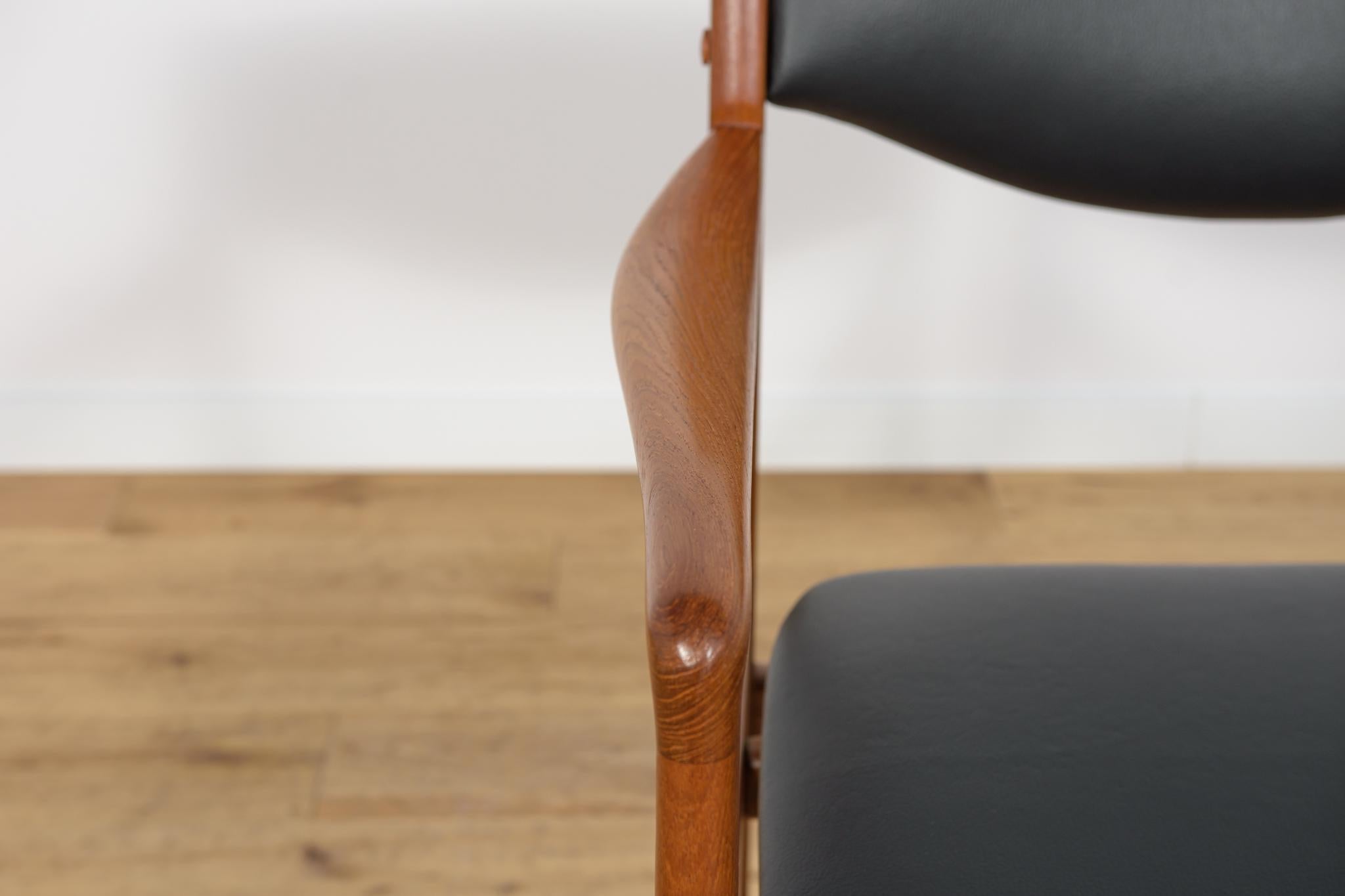 Metà XX secolo Poltrona di metà secolo in teak e pelle, Danimarca, anni '60 in vendita