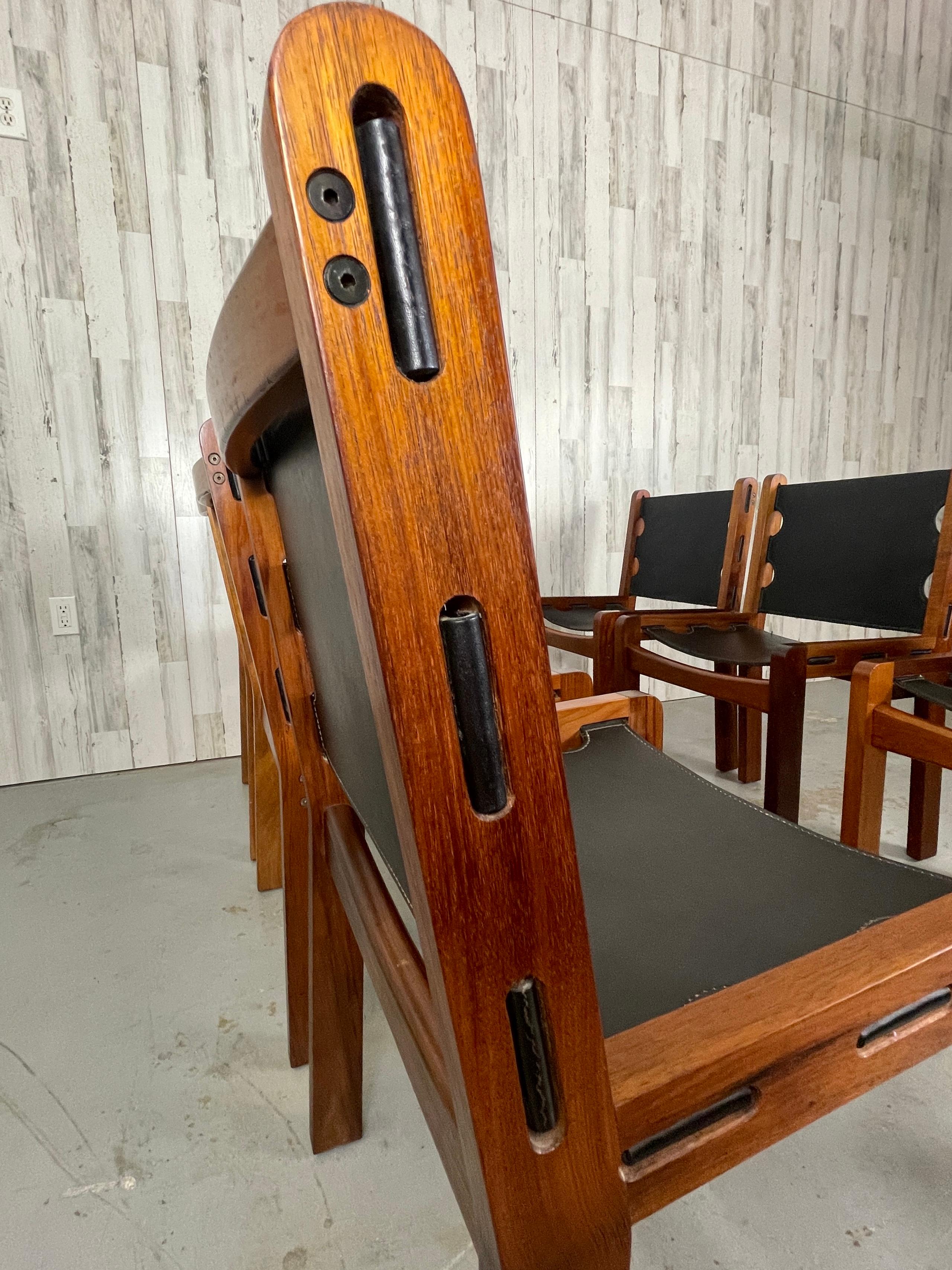Mid-Century Teak & Leather Dining Chairs 3