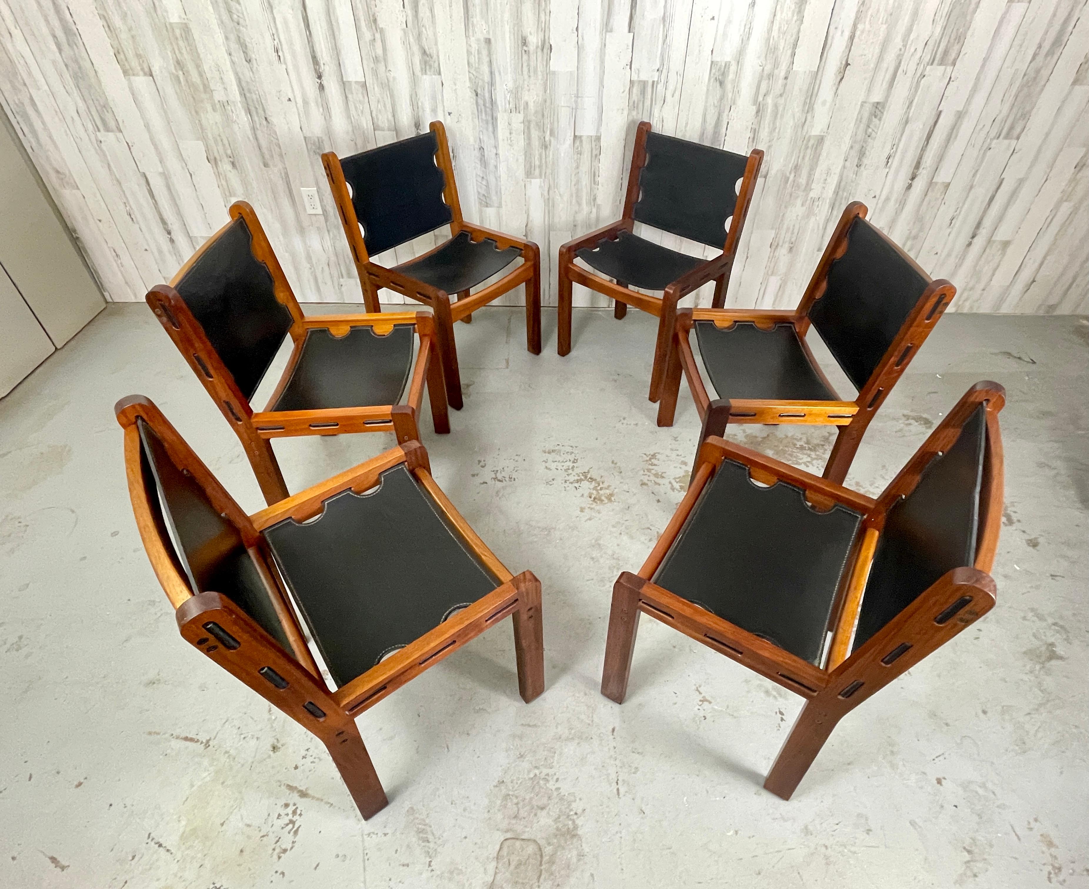 Mid-Century Teak & Leather Dining Chairs 4