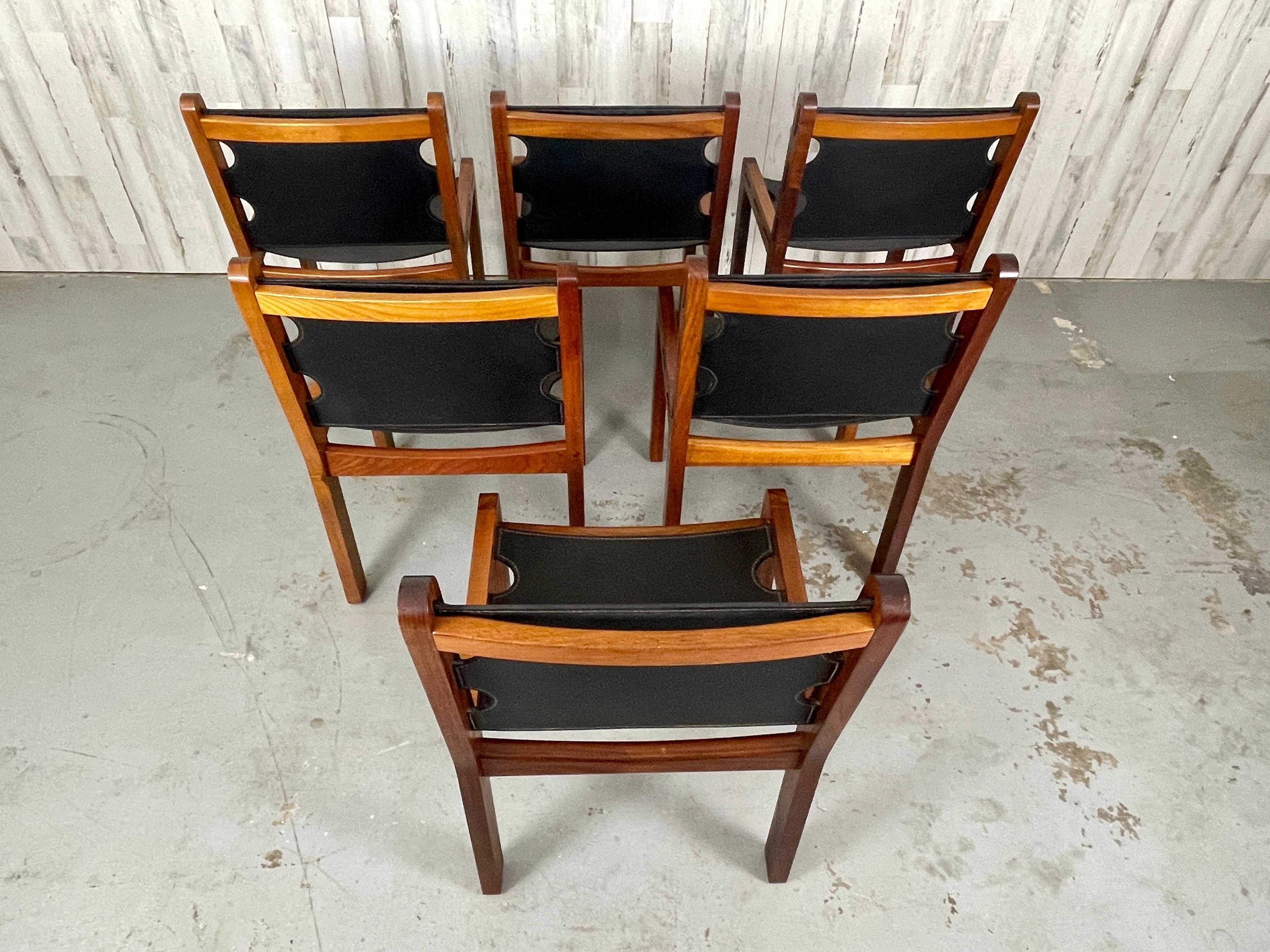 Mid-Century Teak & Leather Dining Chairs 5