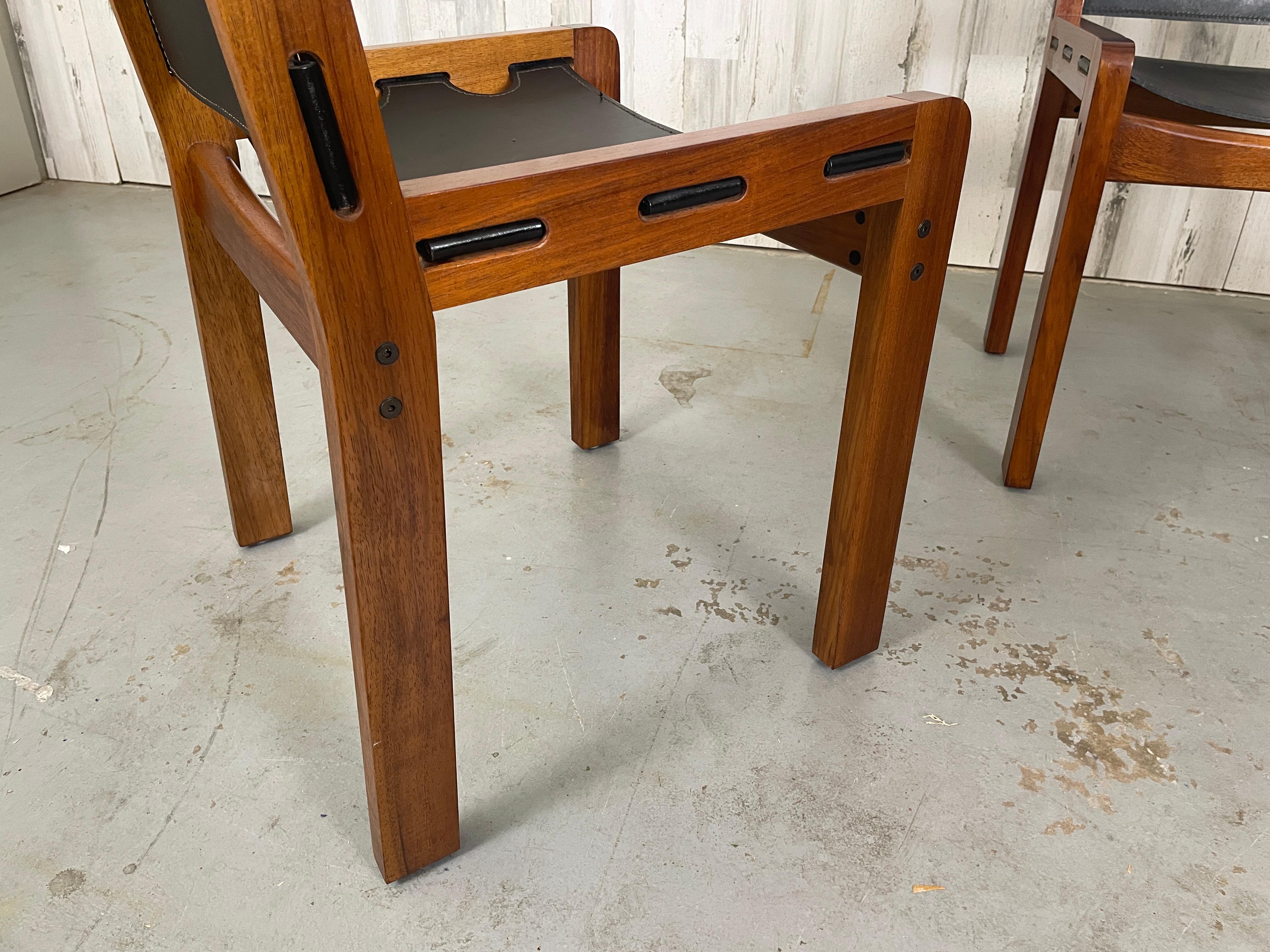 Mid-Century Teak & Leather Dining Chairs 10