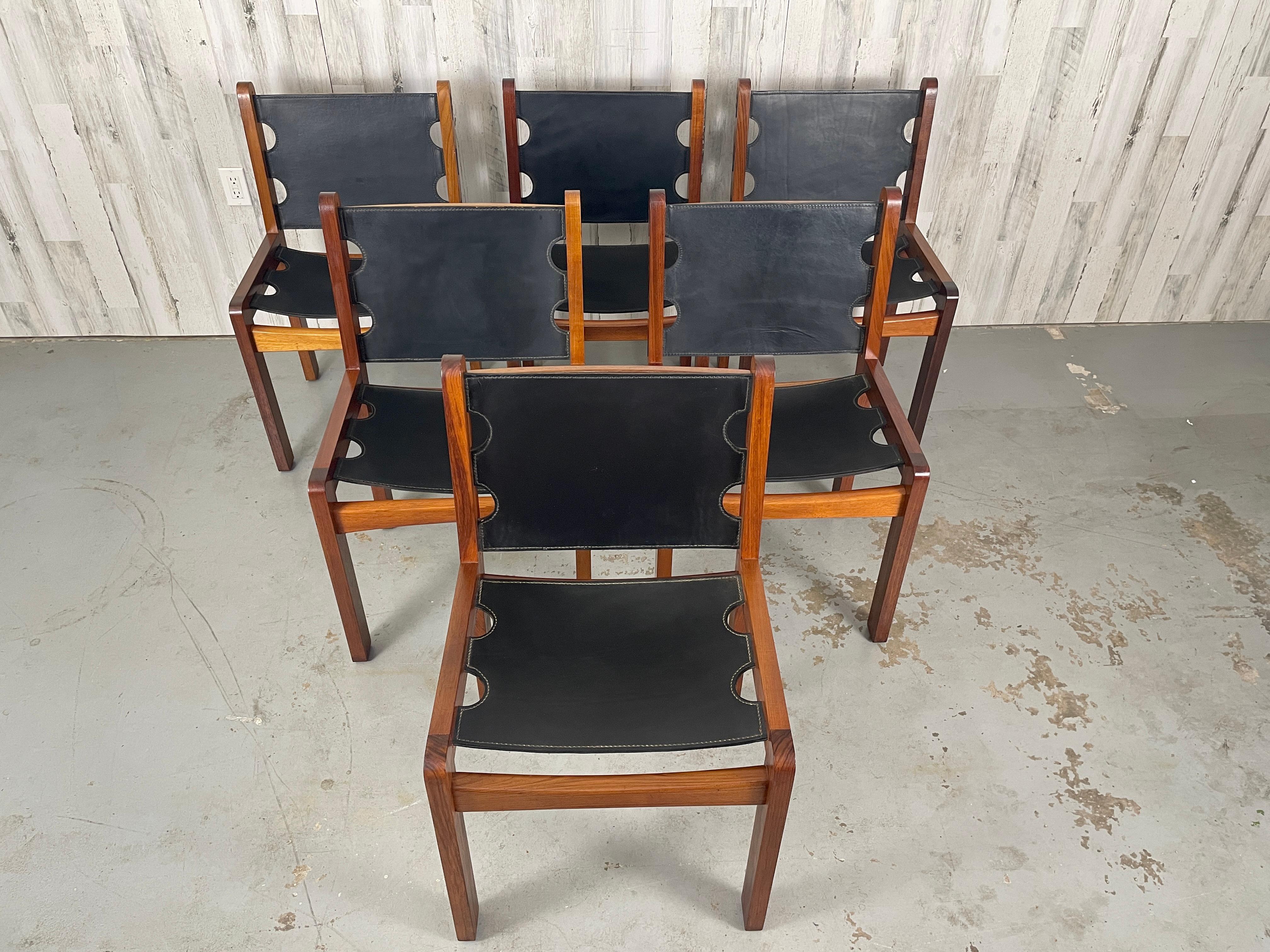 Mid-Century Teak & Leather Dining Chairs 1