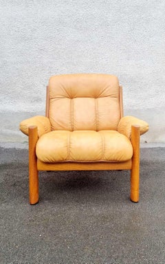 Fauteuil en teck et cadre en cuir par Ekornes Stressless, Norvège, années 80