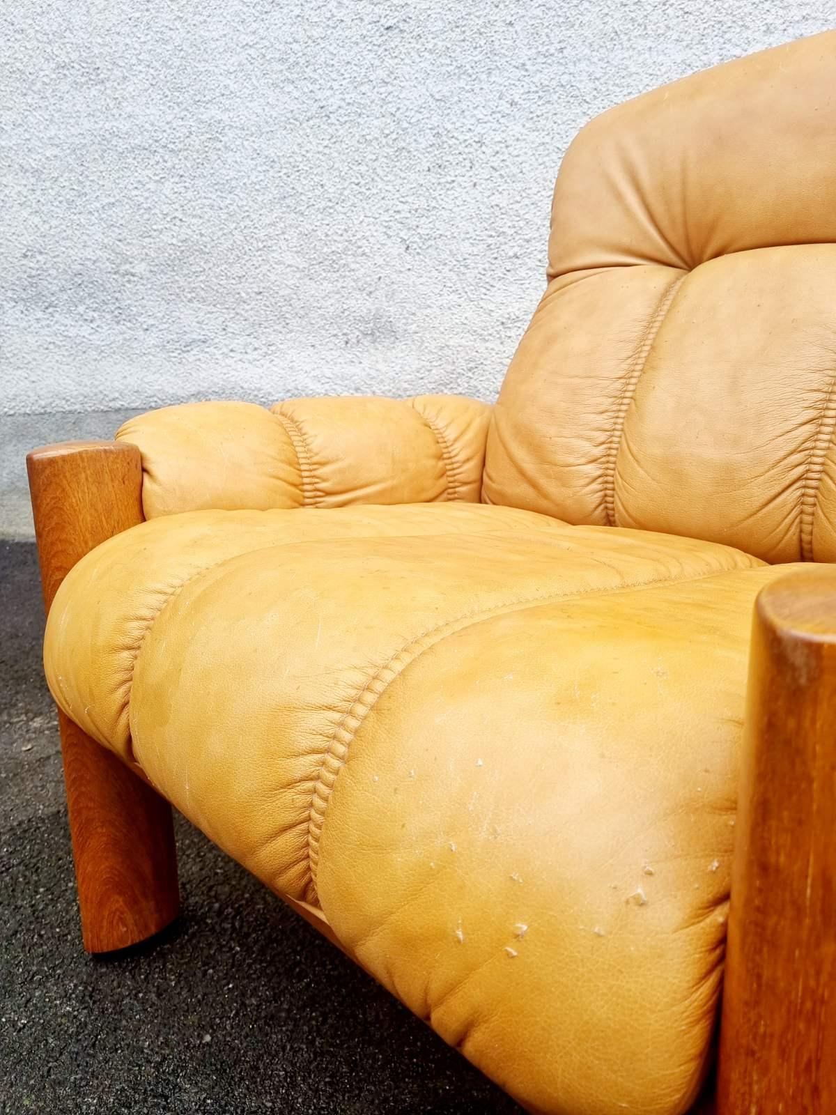 Scandinavian Modern Mid Century Teak & Leather Framed Armchair by Ekornes Stressless, Norway 80s For Sale