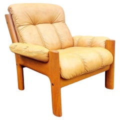 Mid Century Teak & Leather Framed Armchair by Ekornes Stressless, Norway 80s