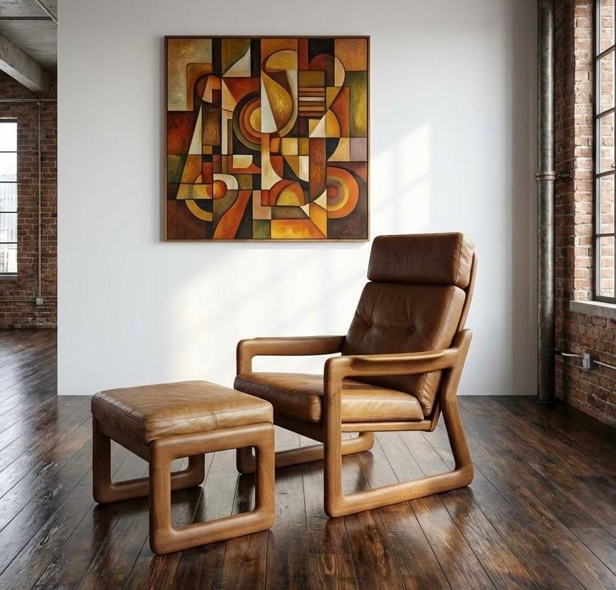 Mid century teak lounge sessel & fußbank von Comfort (Moderne der Mitte des Jahrhunderts) im Angebot