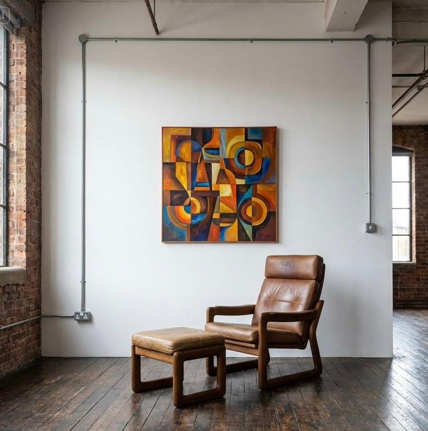 Mid century teak lounge sessel & fußbank von Comfort (Lackiert) im Angebot