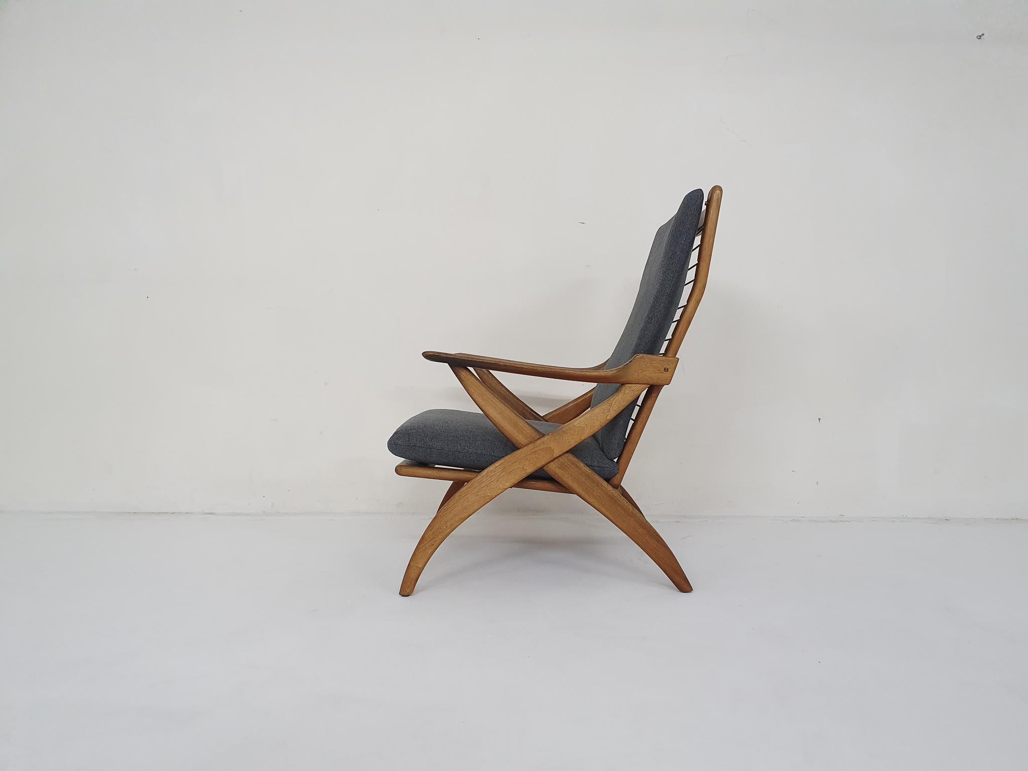 Fabric Mid-Century Teak Lounge Chair, by Topform, the Netherlands, 1950's