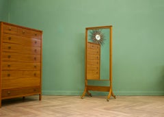 Mid Century Teak & Mahogany Cheval Mirror From Loughborough Heals, 1950s