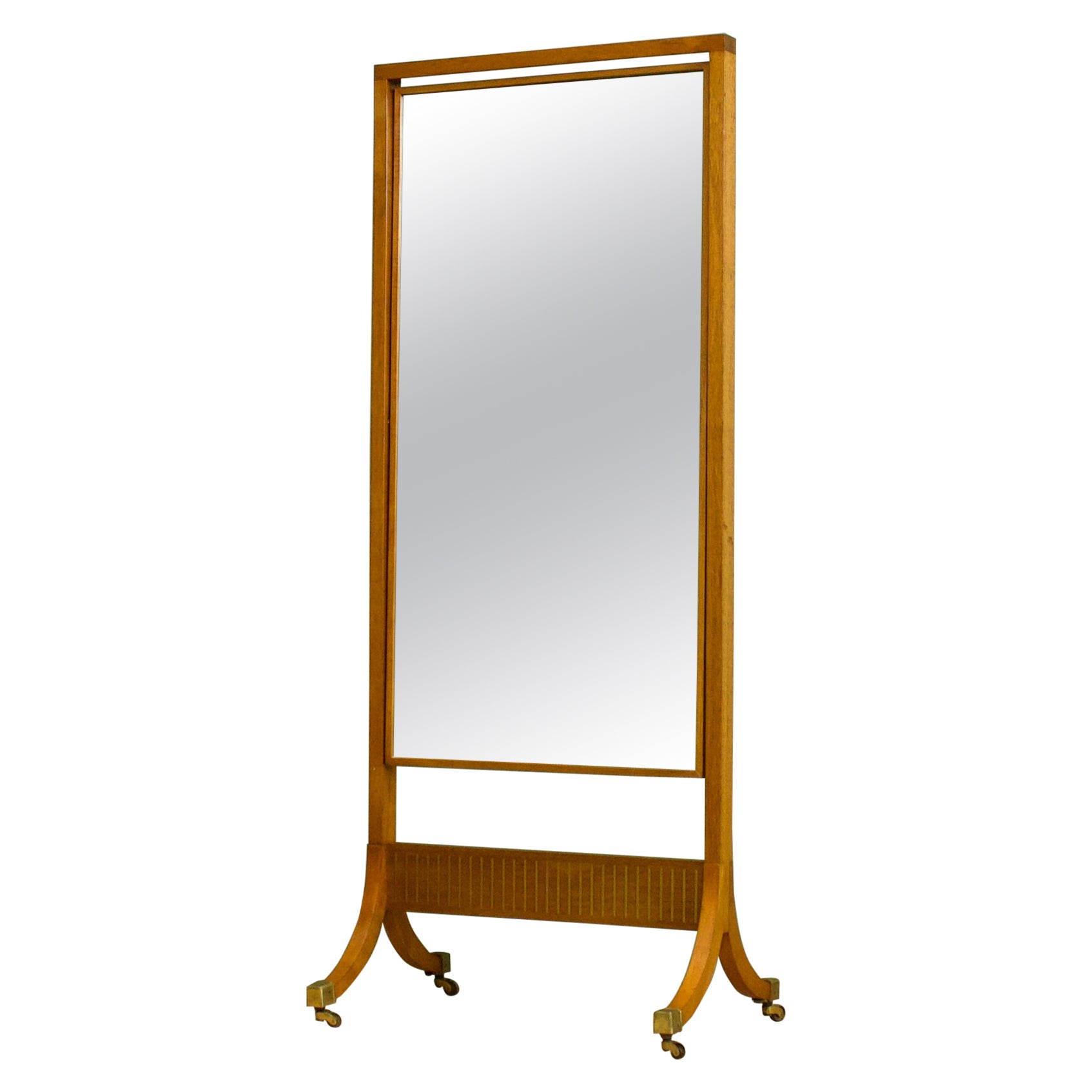 Mid Century Teak & Mahogany Cheval Mirror From Loughborough Heals, 1950s