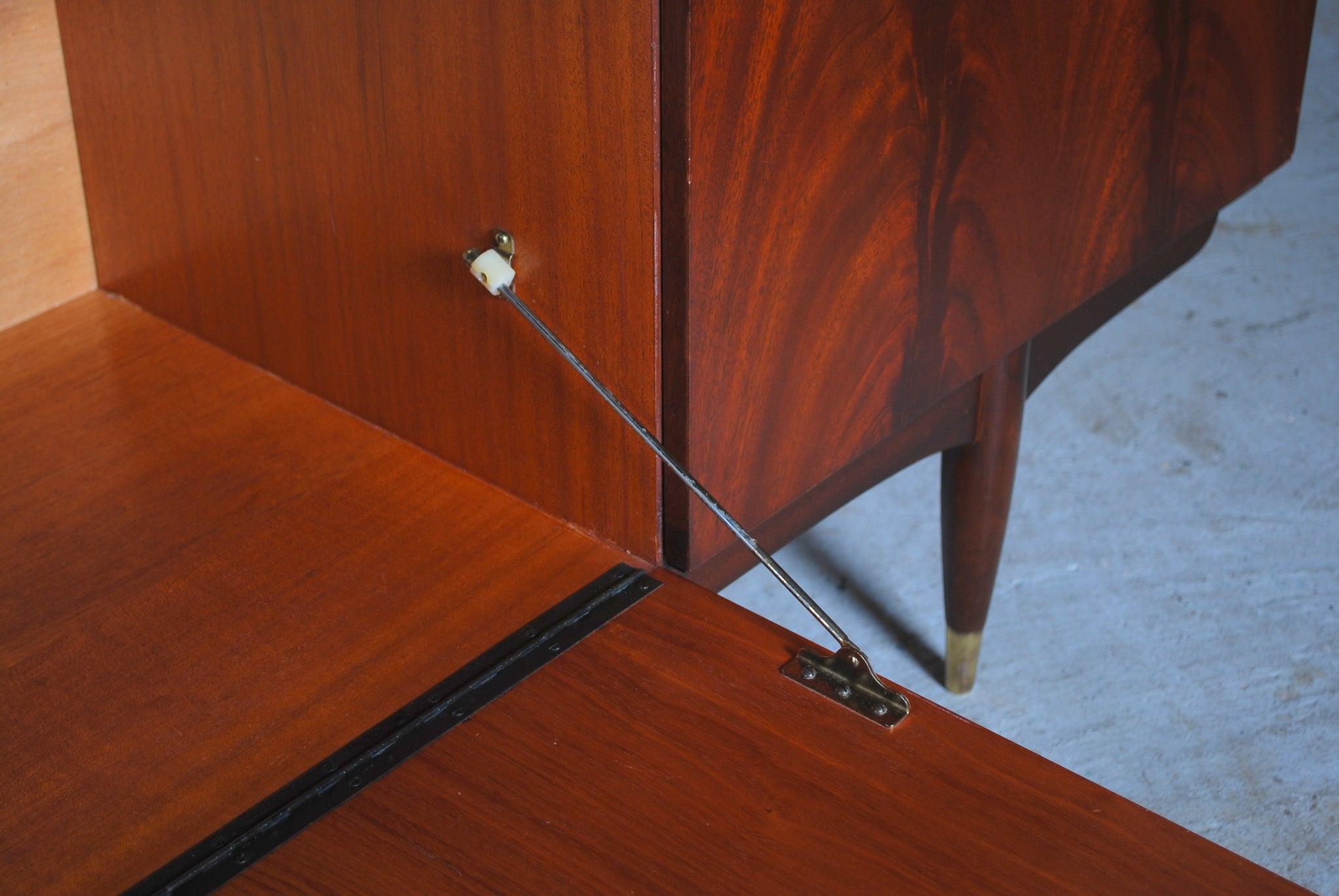 Mid Century Teak & Mahogany Long Sideboard Brass Handles by Greaves &Thomas 1966 In Good Condition In Surrey, GB