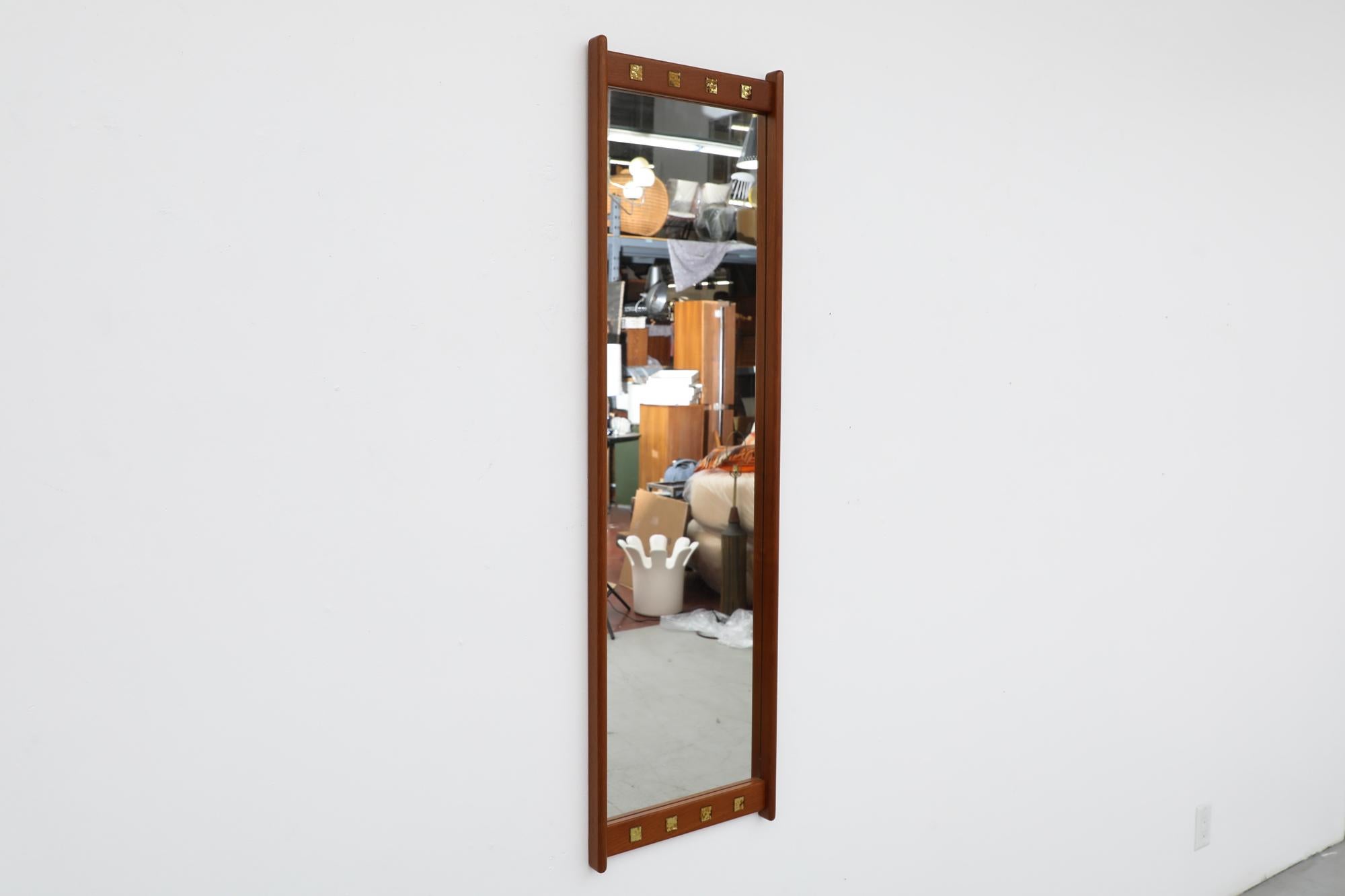 Mid-Century Solid Teak Mirror with Glass by Fröseke AB Nybrofabriken, Sweden For Sale 8