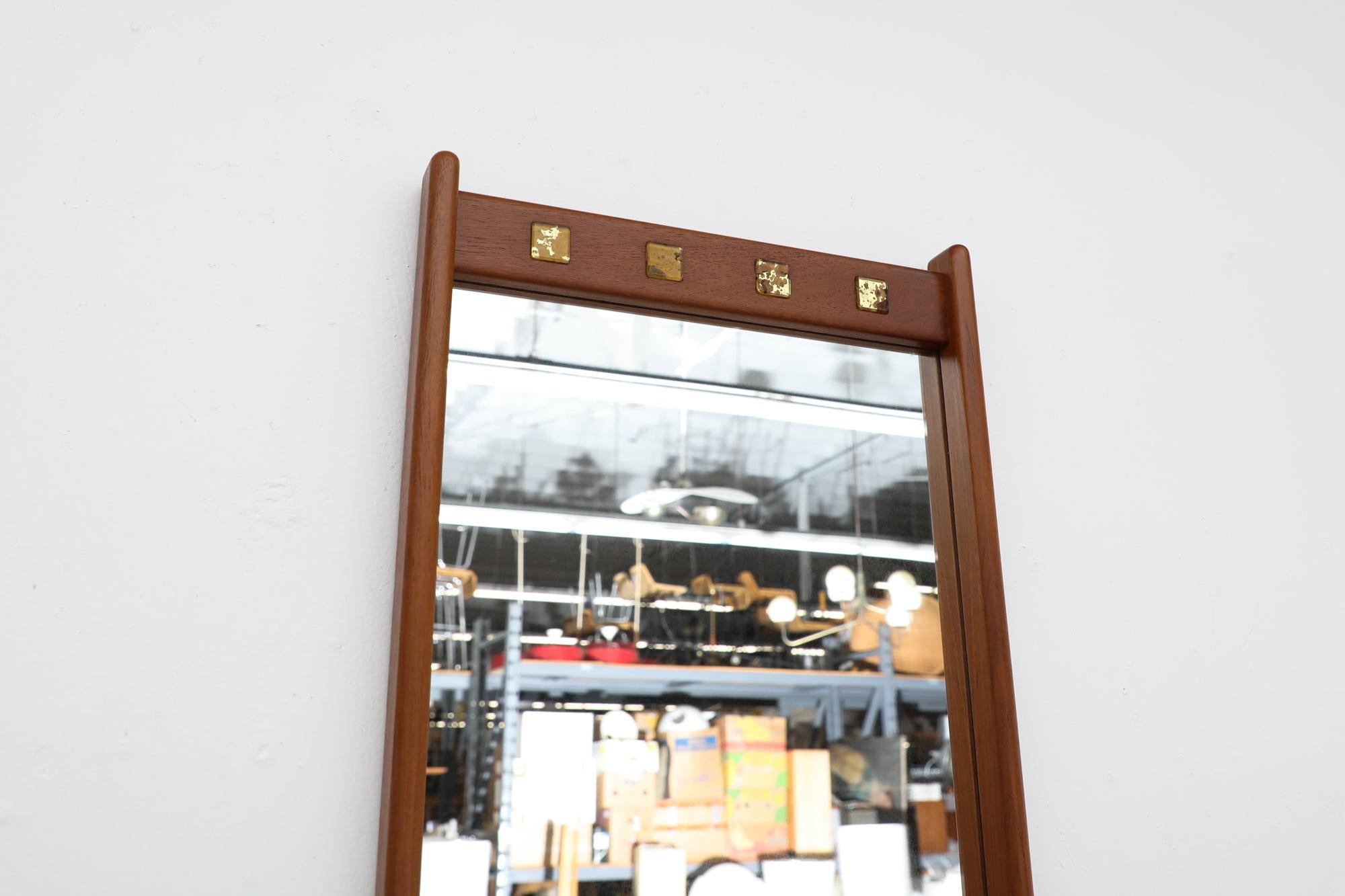Swedish Mid-Century Solid Teak Mirror with Glass by Fröseke AB Nybrofabriken, Sweden For Sale