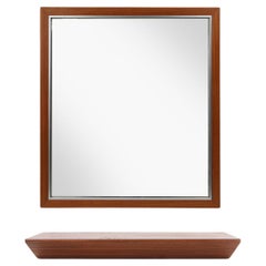Miroir en teck du milieu du siècle avec rallonge par De Coene, Belgique, vers 1960