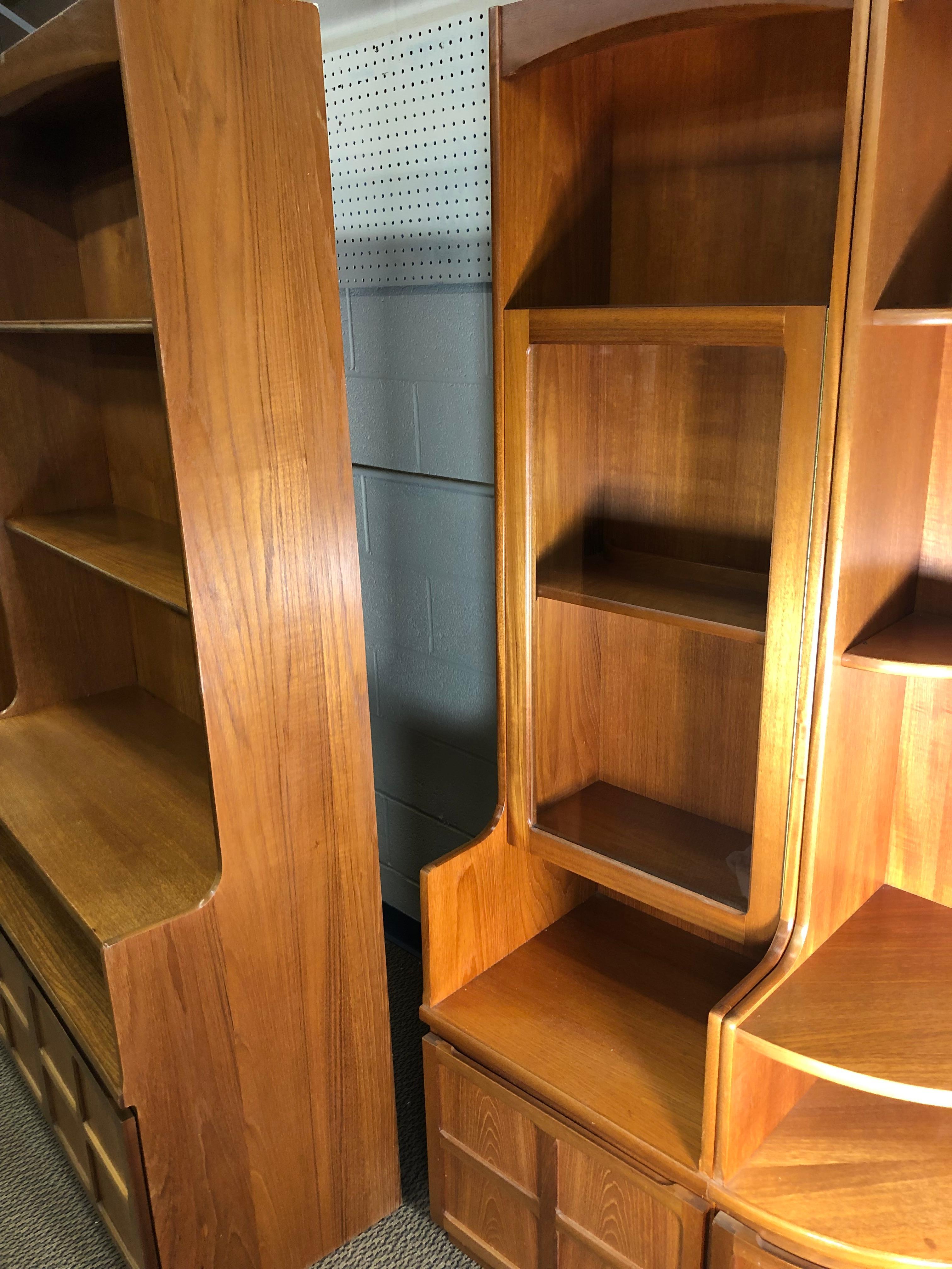 Midcentury Teak Modular 4 Part Wall Unit by Nathan Furniture For Sale 8