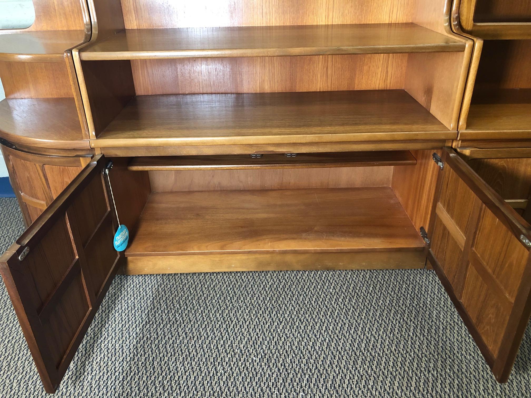 English Midcentury Teak Modular 4 Part Wall Unit by Nathan Furniture For Sale