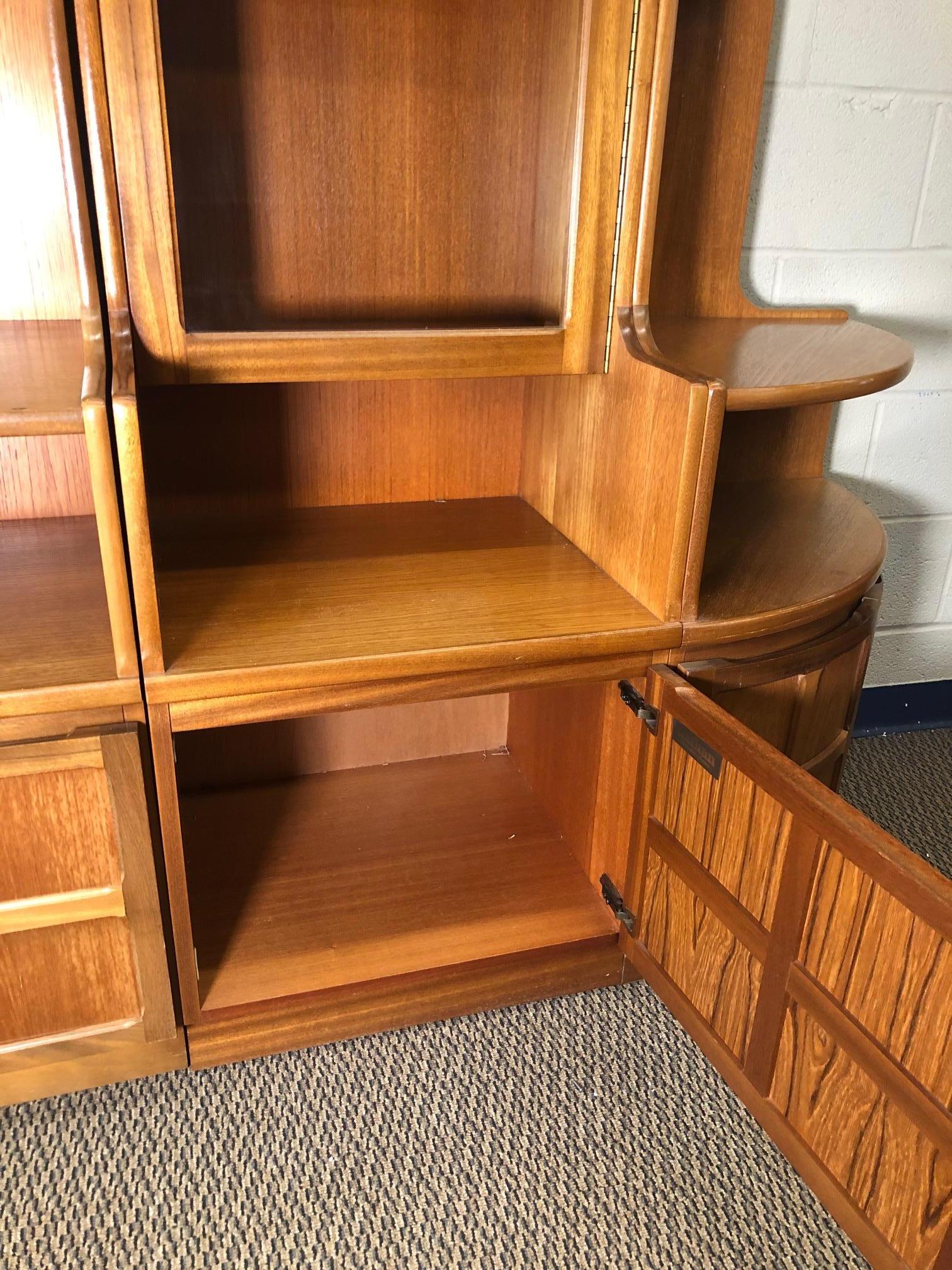 Midcentury Teak Modular 4 Part Wall Unit by Nathan Furniture In Good Condition For Sale In Norcross, GA