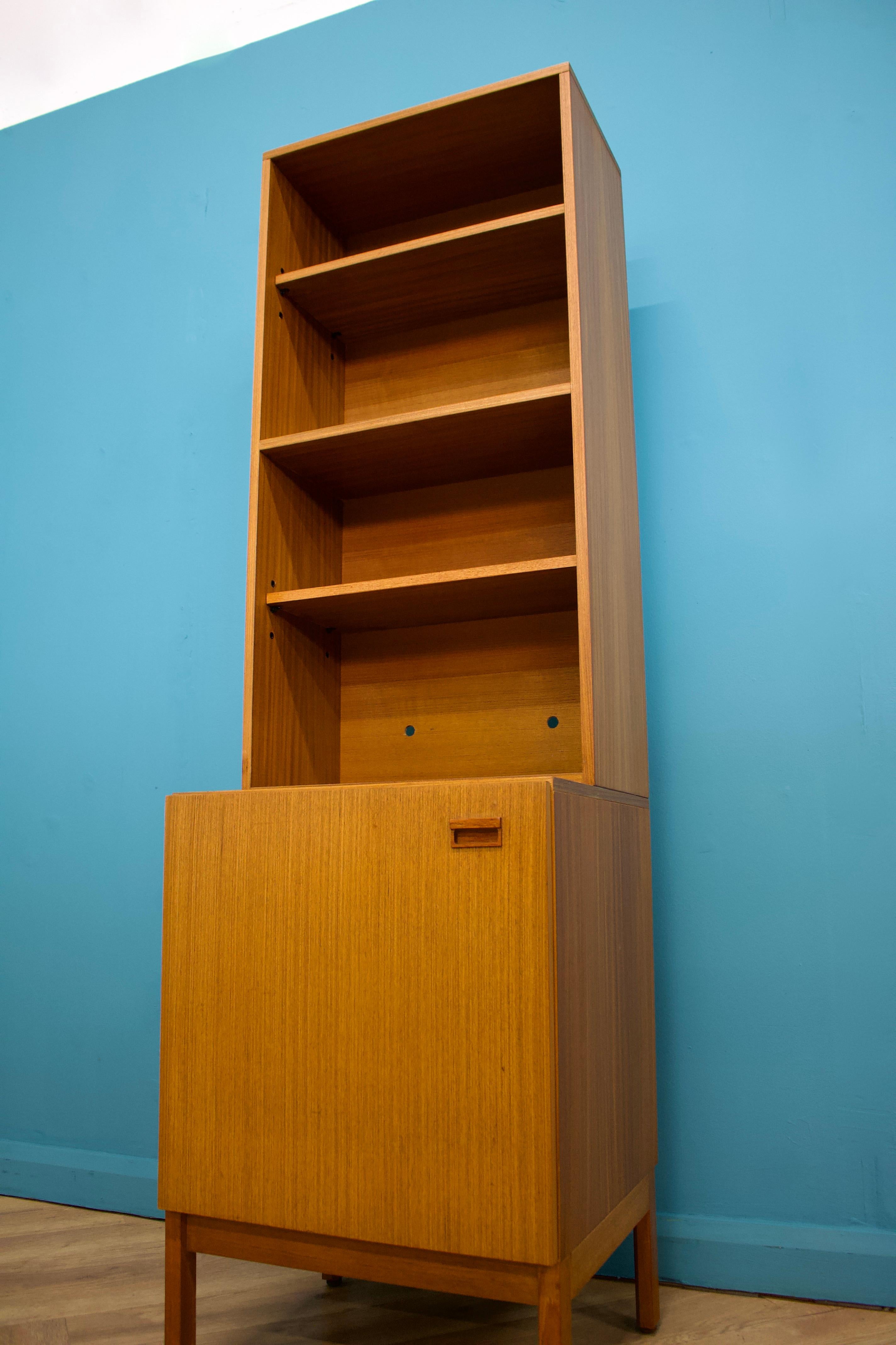 Veneer Mid Century Teak Narrow Bookcase from Austinsuite, 1960s