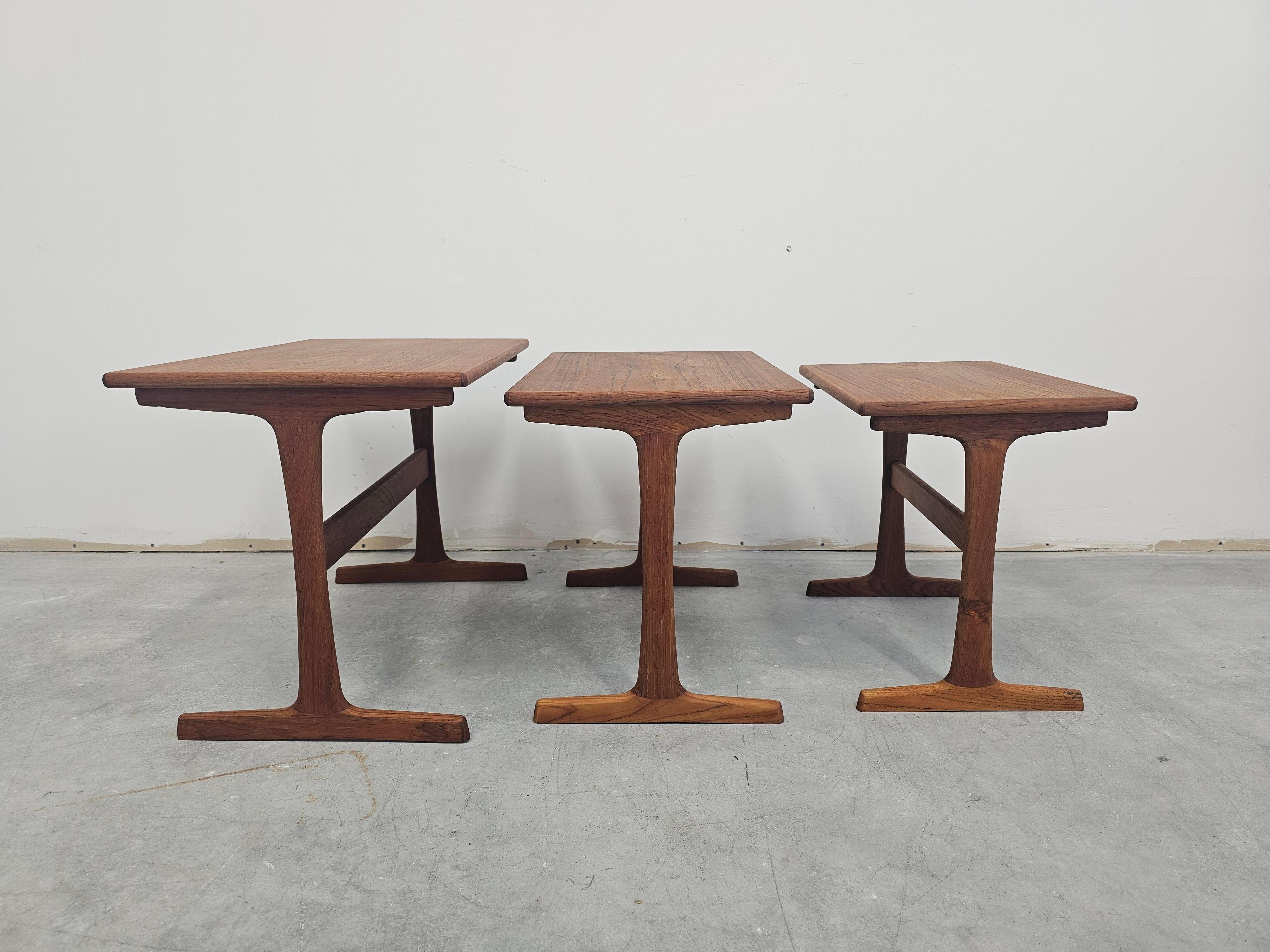 Mid-Century Modern Mid Century Teak Nesting Tables by Kai Kristiansen for Vildbjerg Møbelfabrik