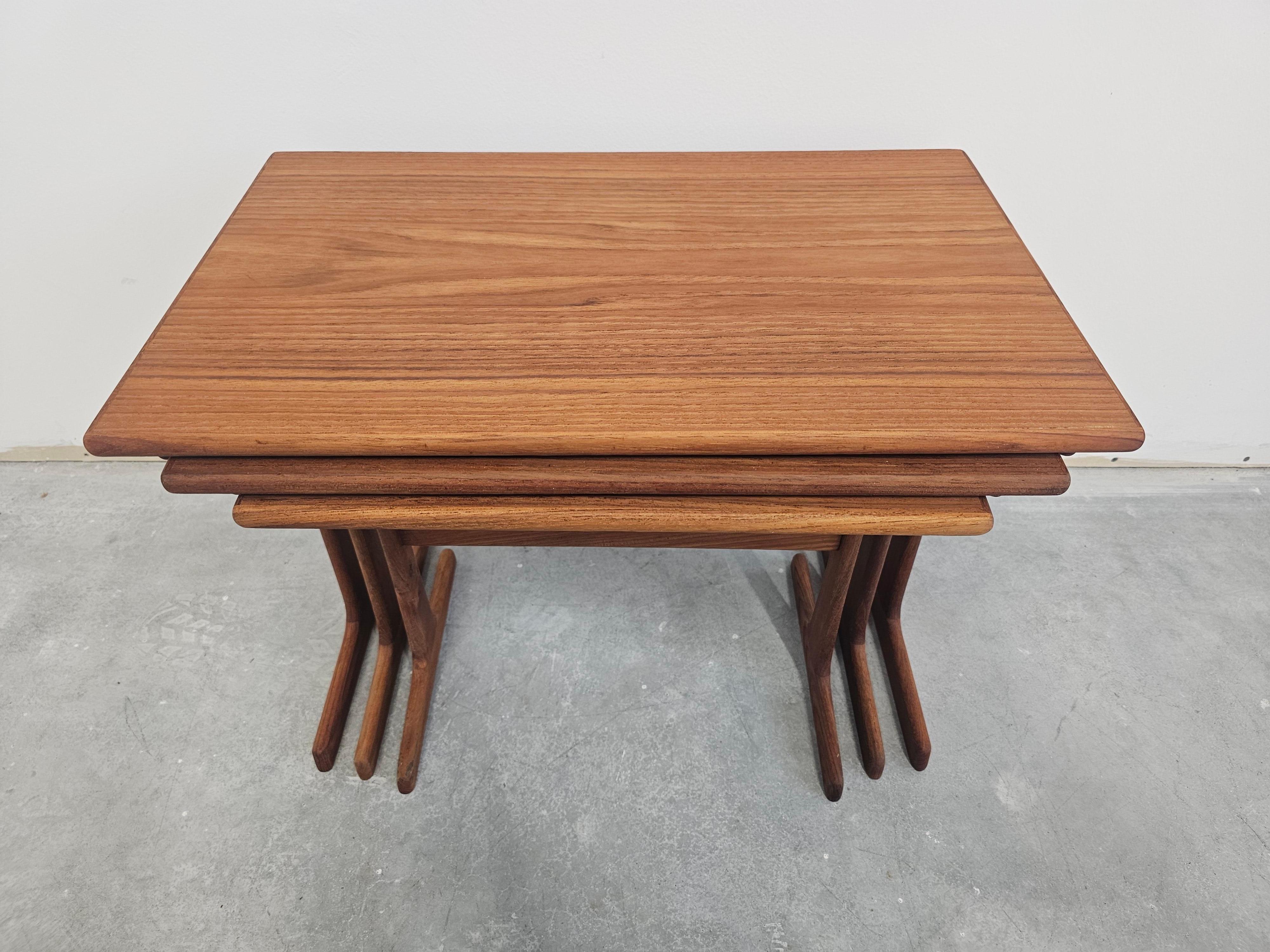 Mid-20th Century Mid Century Teak Nesting Tables by Kai Kristiansen for Vildbjerg Møbelfabrik