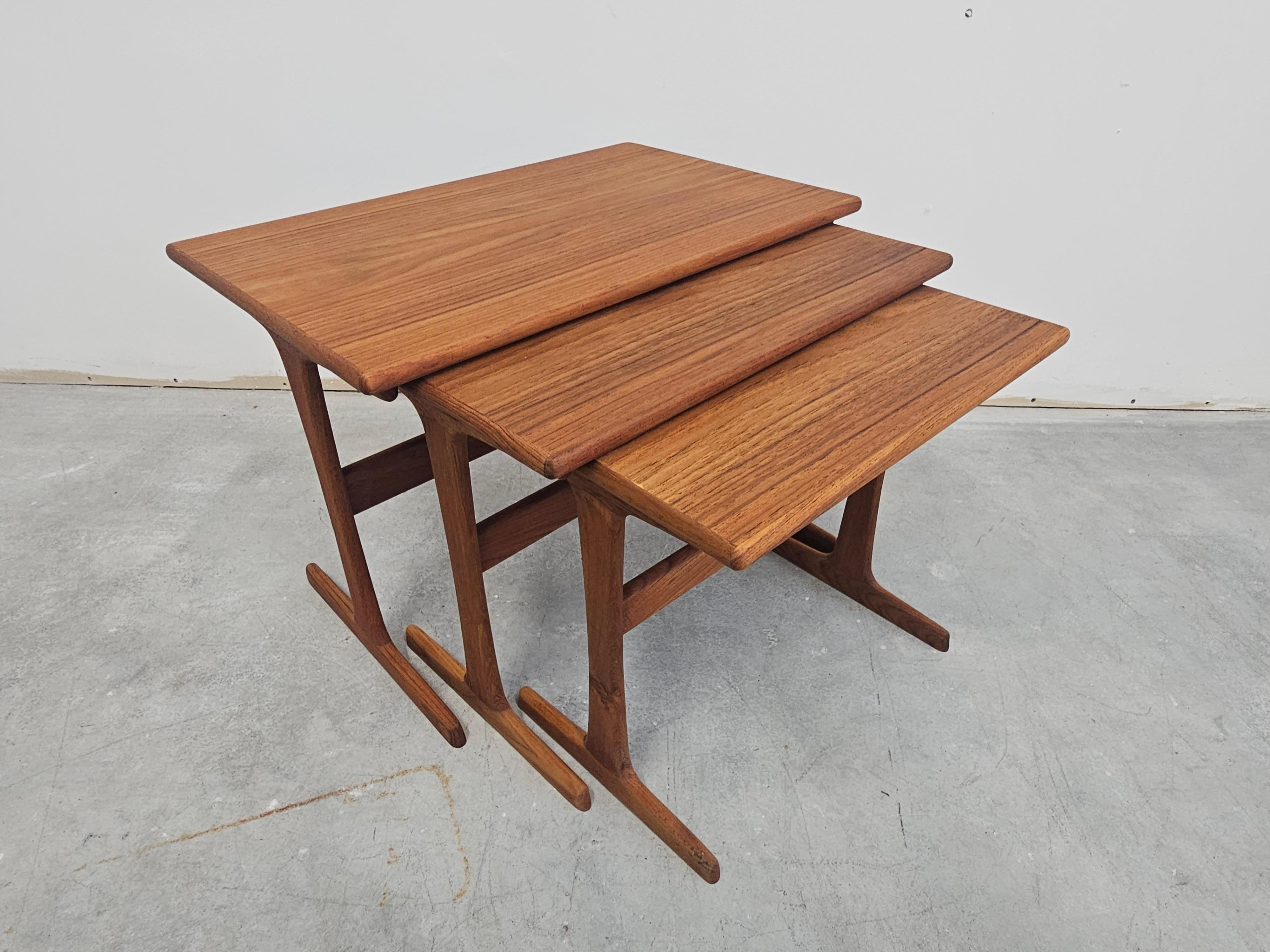 Mid Century Teak Nesting Tables by Kai Kristiansen for Vildbjerg Møbelfabrik 1