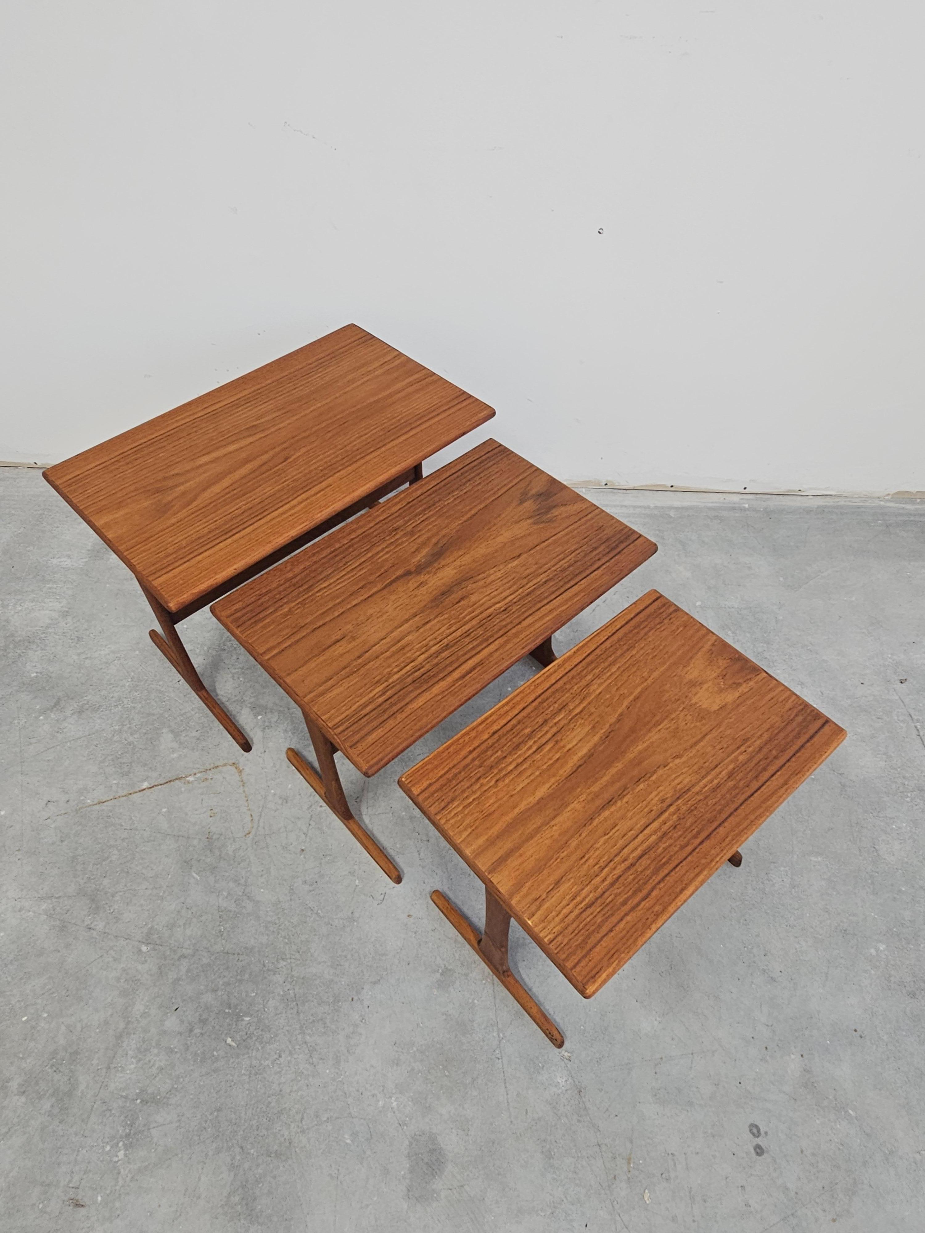 Mid Century Teak Nesting Tables by Kai Kristiansen for Vildbjerg Møbelfabrik 3