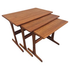 Mid Century Teak Nesting Tables by Kai Kristiansen for Vildbjerg Møbelfabrik