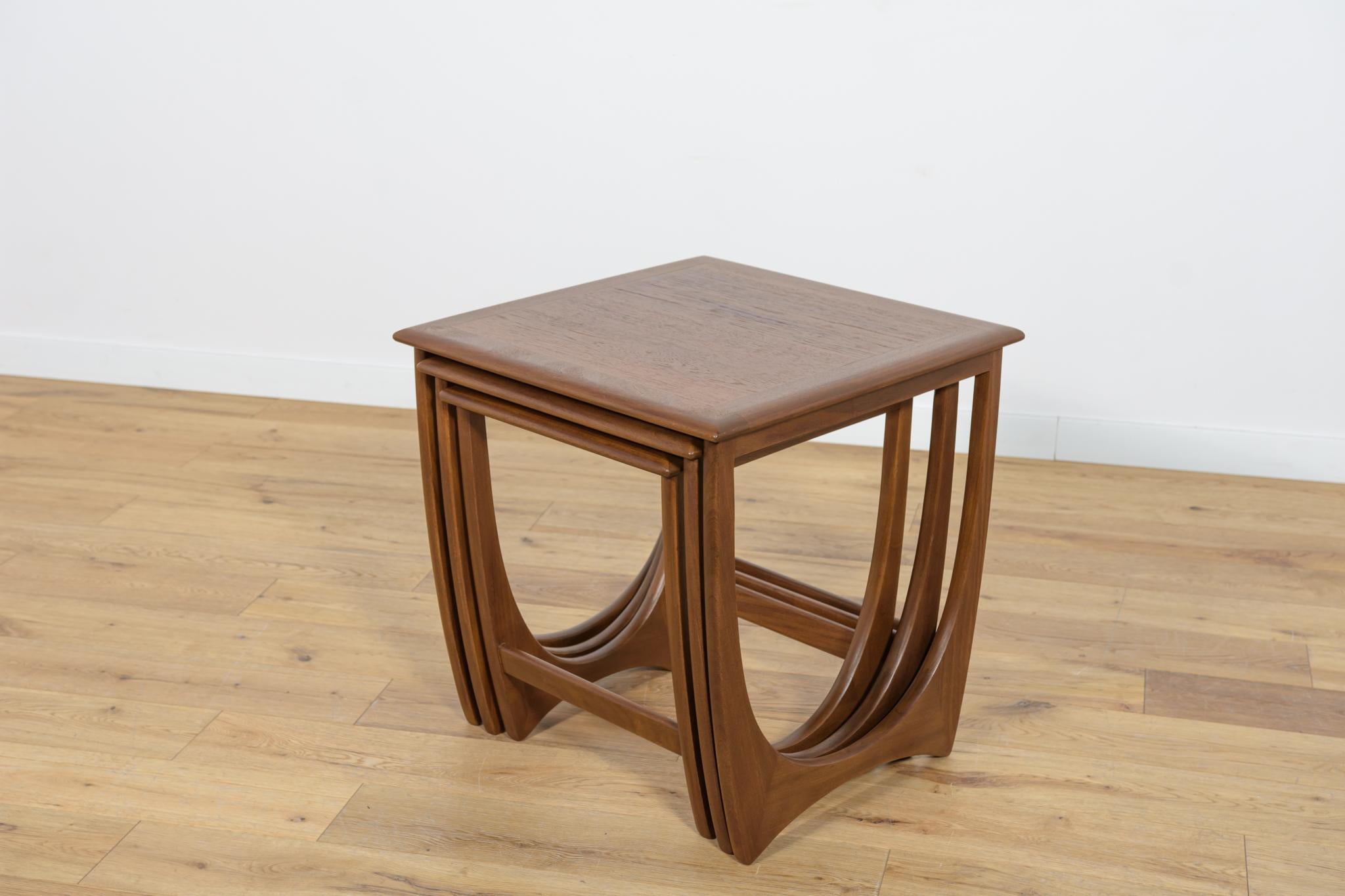 British Mid-Century Teak Nesting Tables by V. Wilkins for G-Plan, 1970s, Set of 3 For Sale
