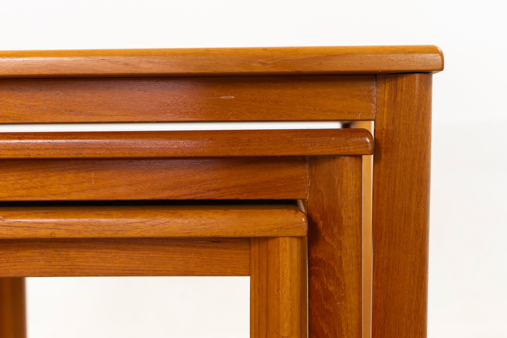 Scandinavian Modern Mid-Century Teak Nesting Tables For Sale