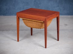 Mid-Century Teak Nightstand or Sewing Table by Severin Hansen for Haslev, 1950s